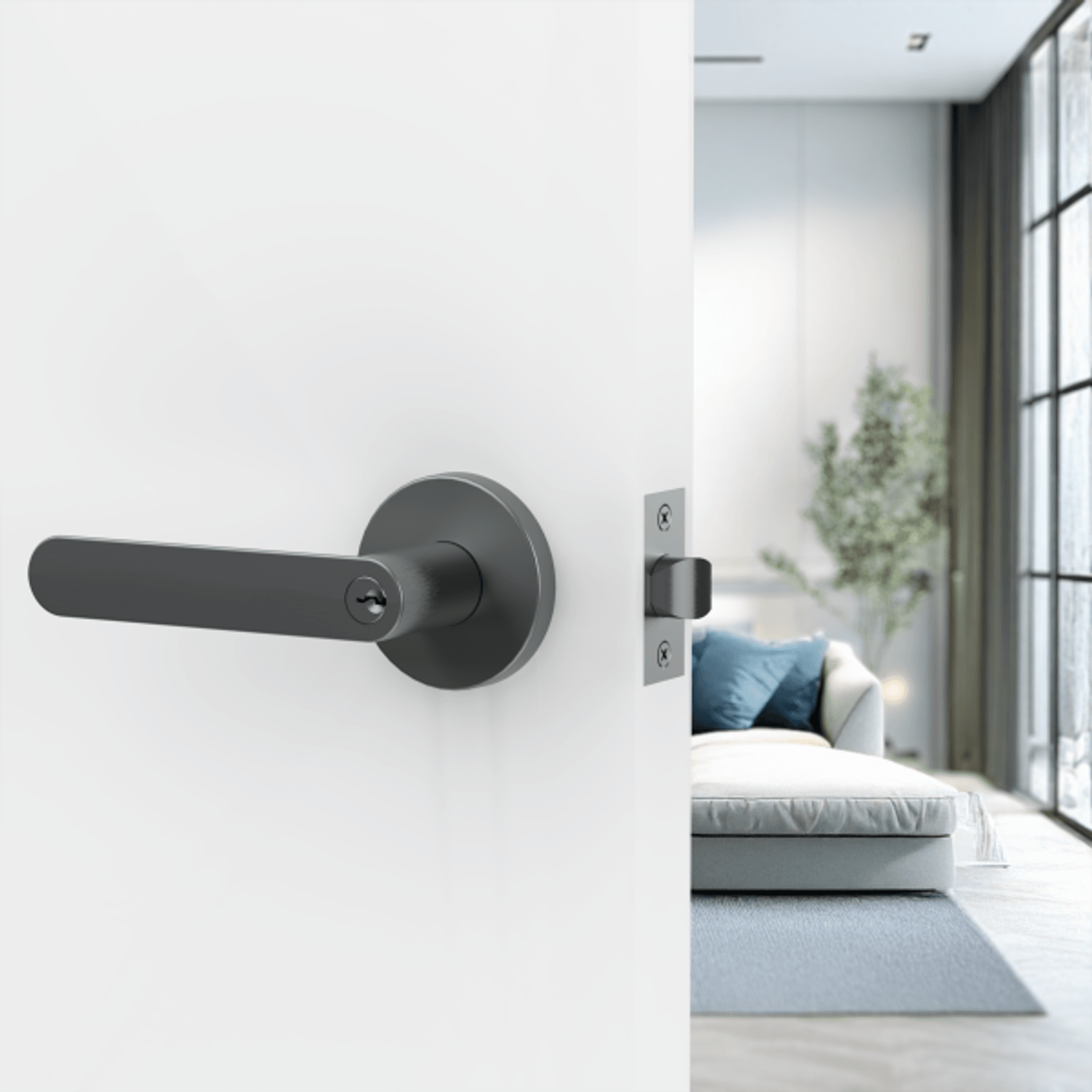 Jun Lever Handle In Nickel Graphite gallery detail image