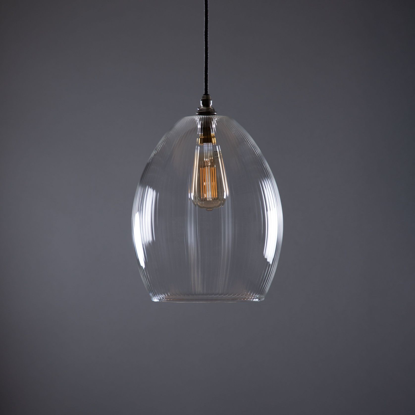 Jules Fine Ribbed Glass Pendant gallery detail image