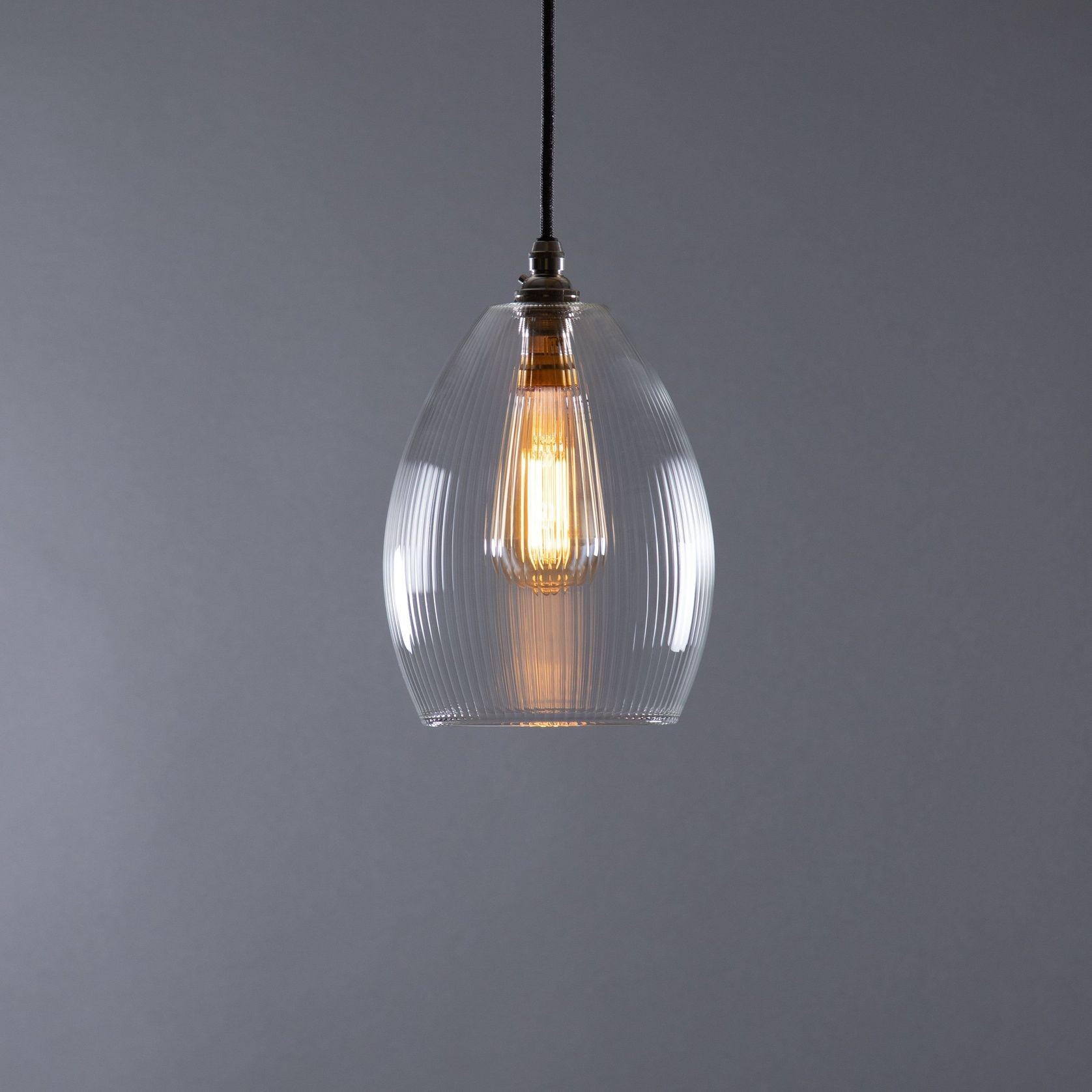 Jules Fine Ribbed Glass Pendant gallery detail image