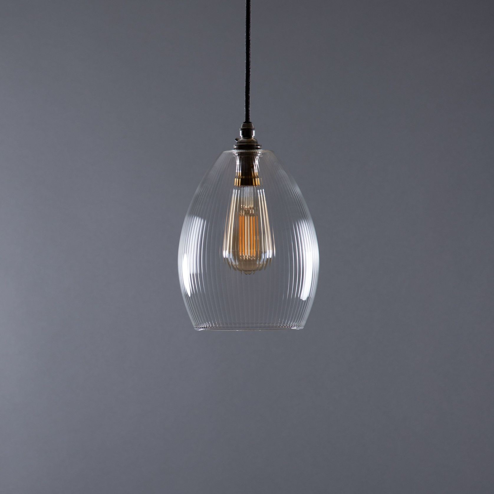 Jules Fine Ribbed Glass Pendant gallery detail image