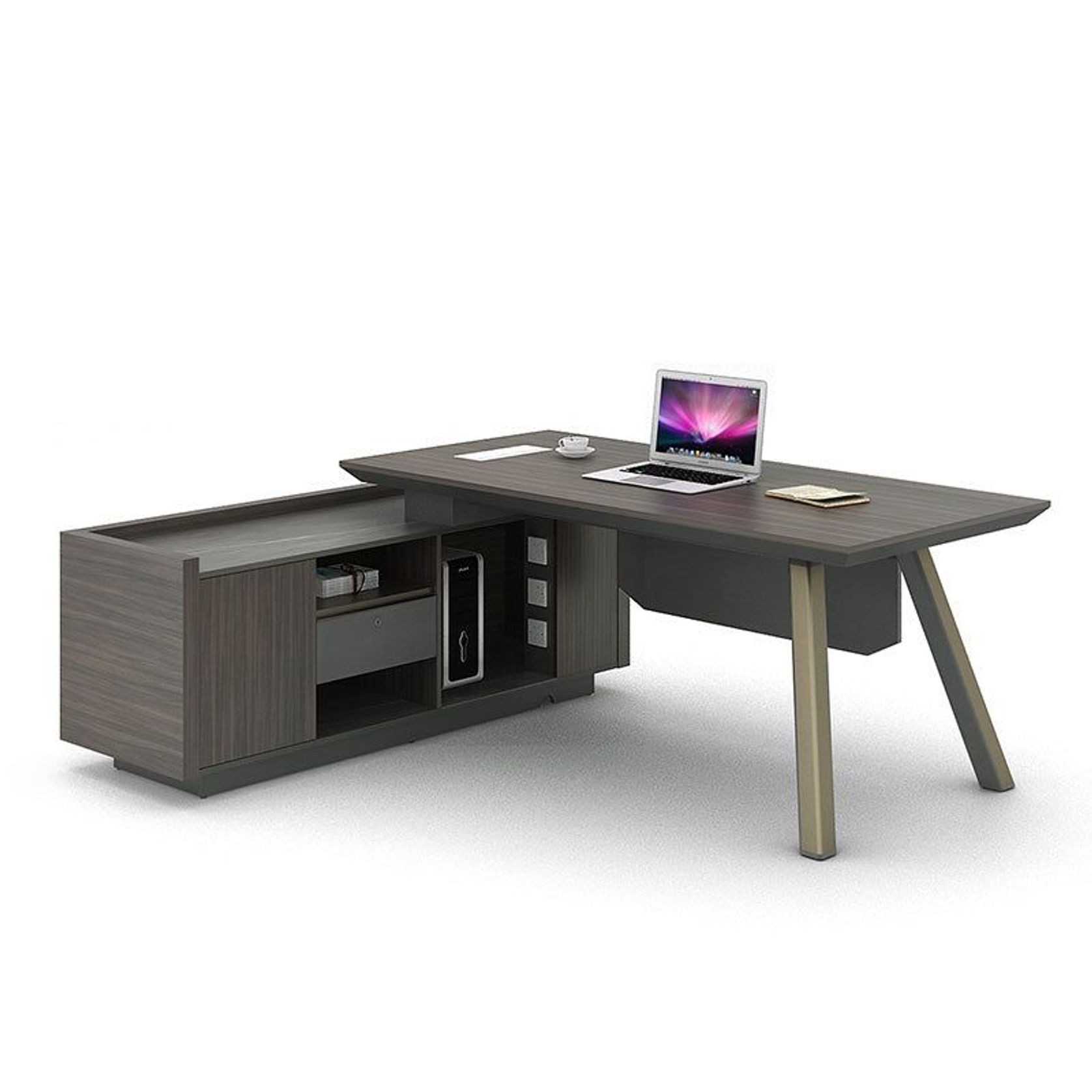 KAISON Executive Desk with Reversible Return 2M - Brown Grey gallery detail image