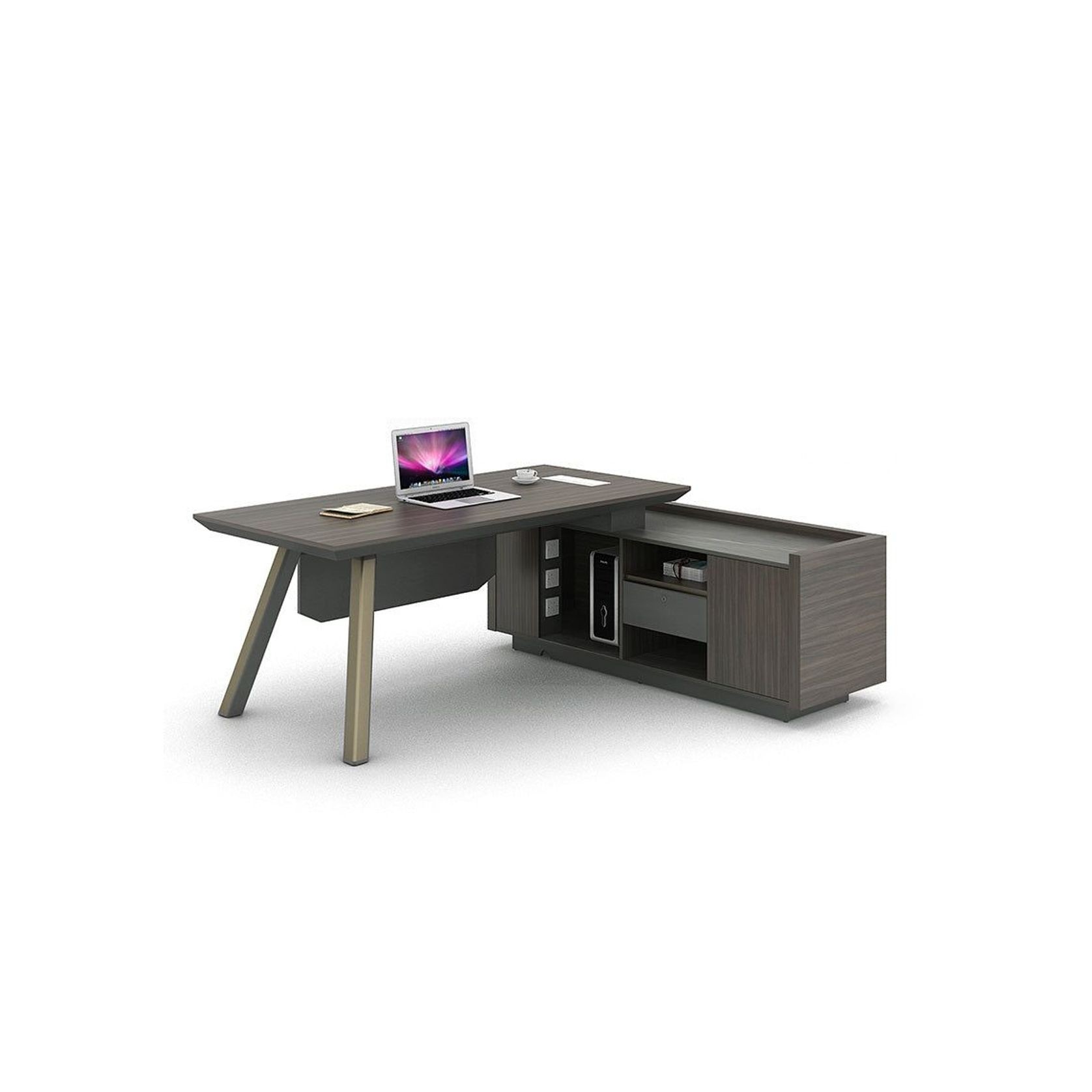 KAISON Executive Desk with Reversible Return 2M - Brown Grey gallery detail image