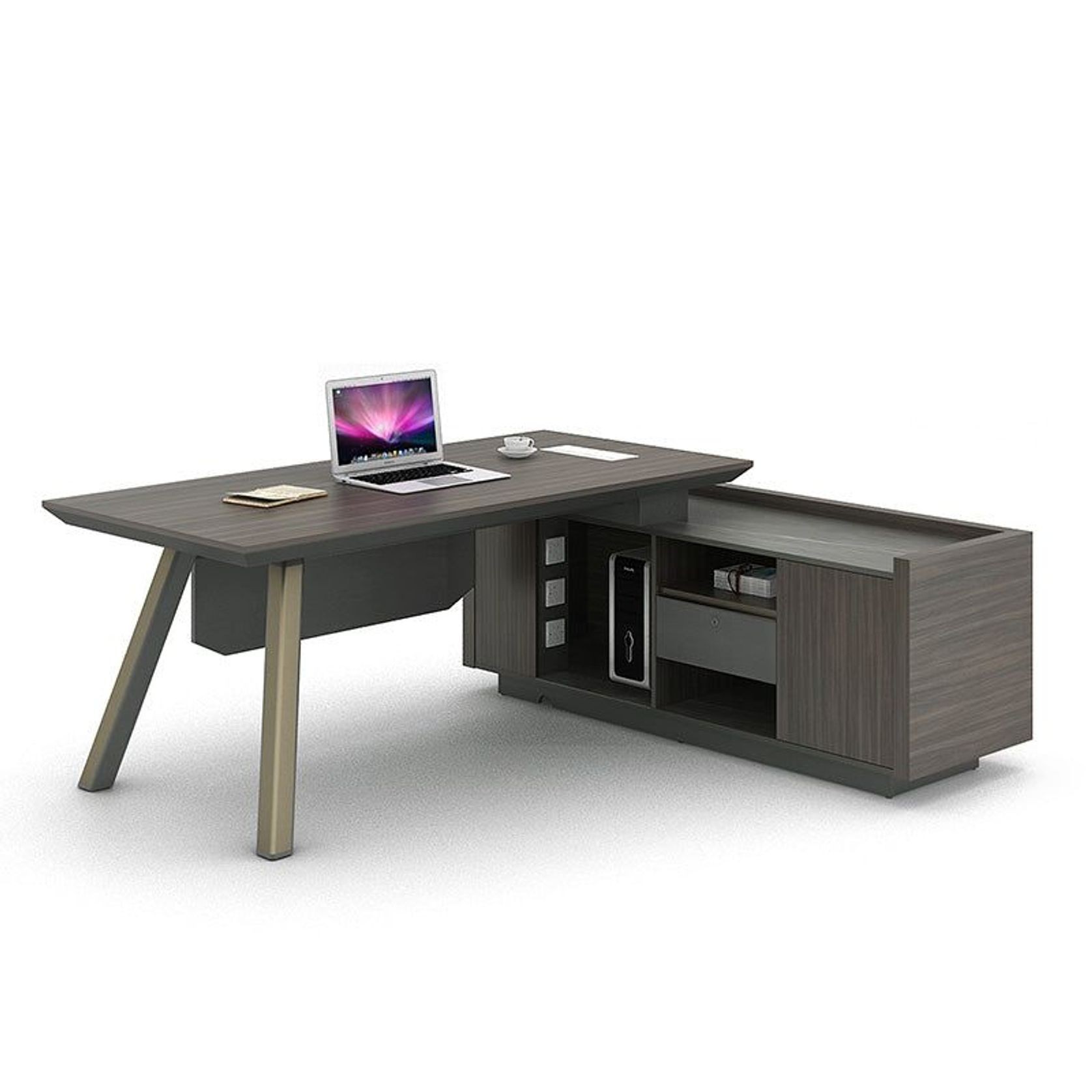 KAISON Executive Desk with Reversible Return 2M - Brown Grey gallery detail image
