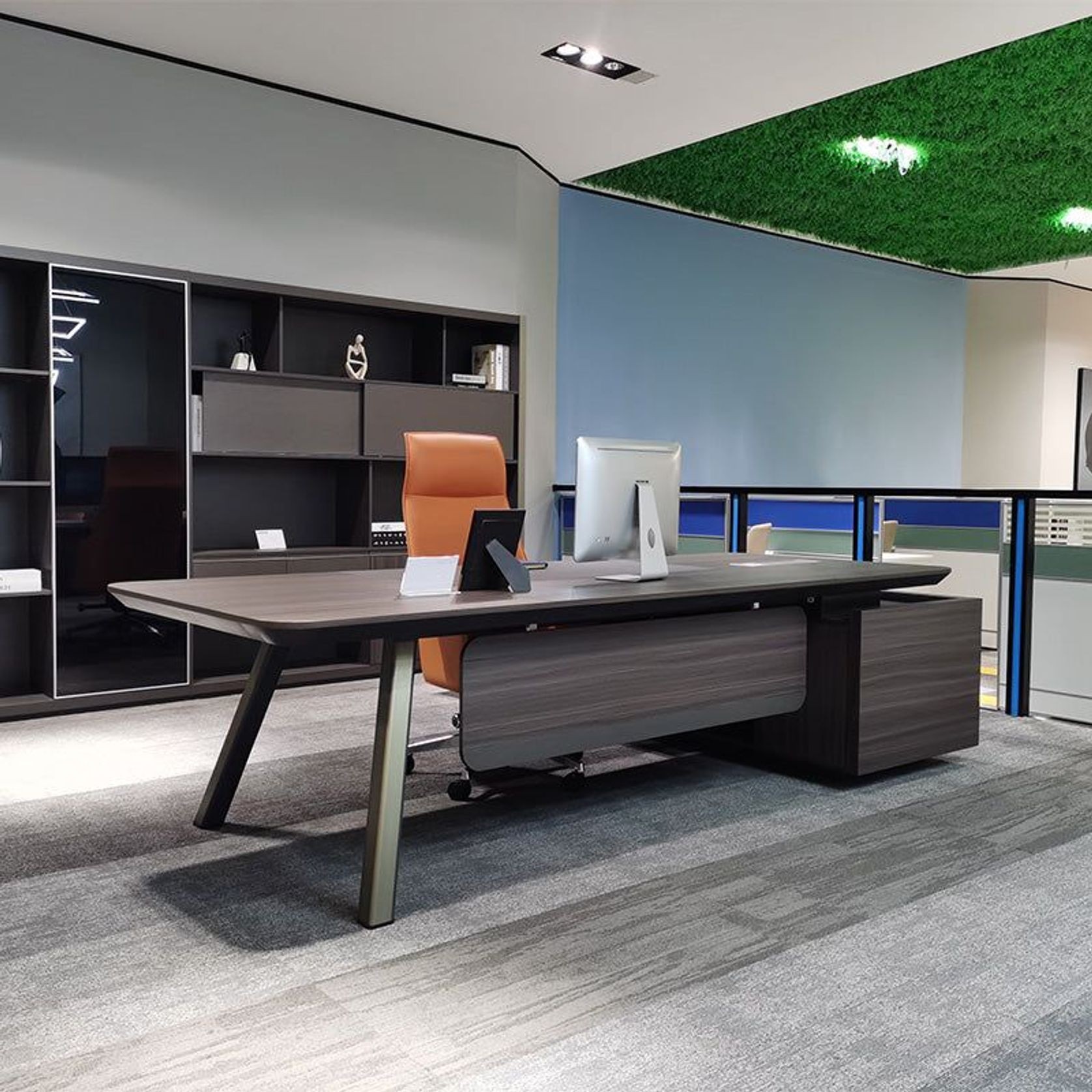 KAISON Executive Desk with Reversible Return 2M - Brown Grey gallery detail image