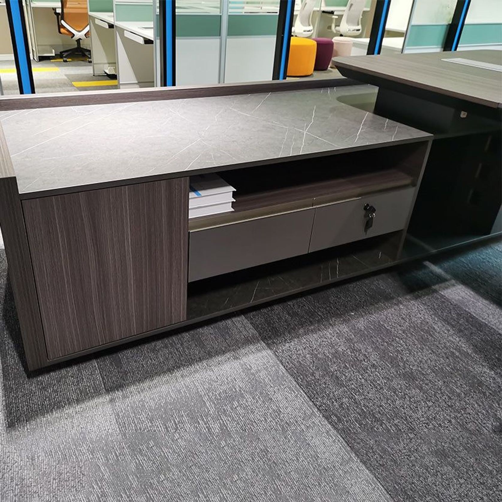 KAISON Executive Desk with Reversible Return 2M - Brown Grey gallery detail image