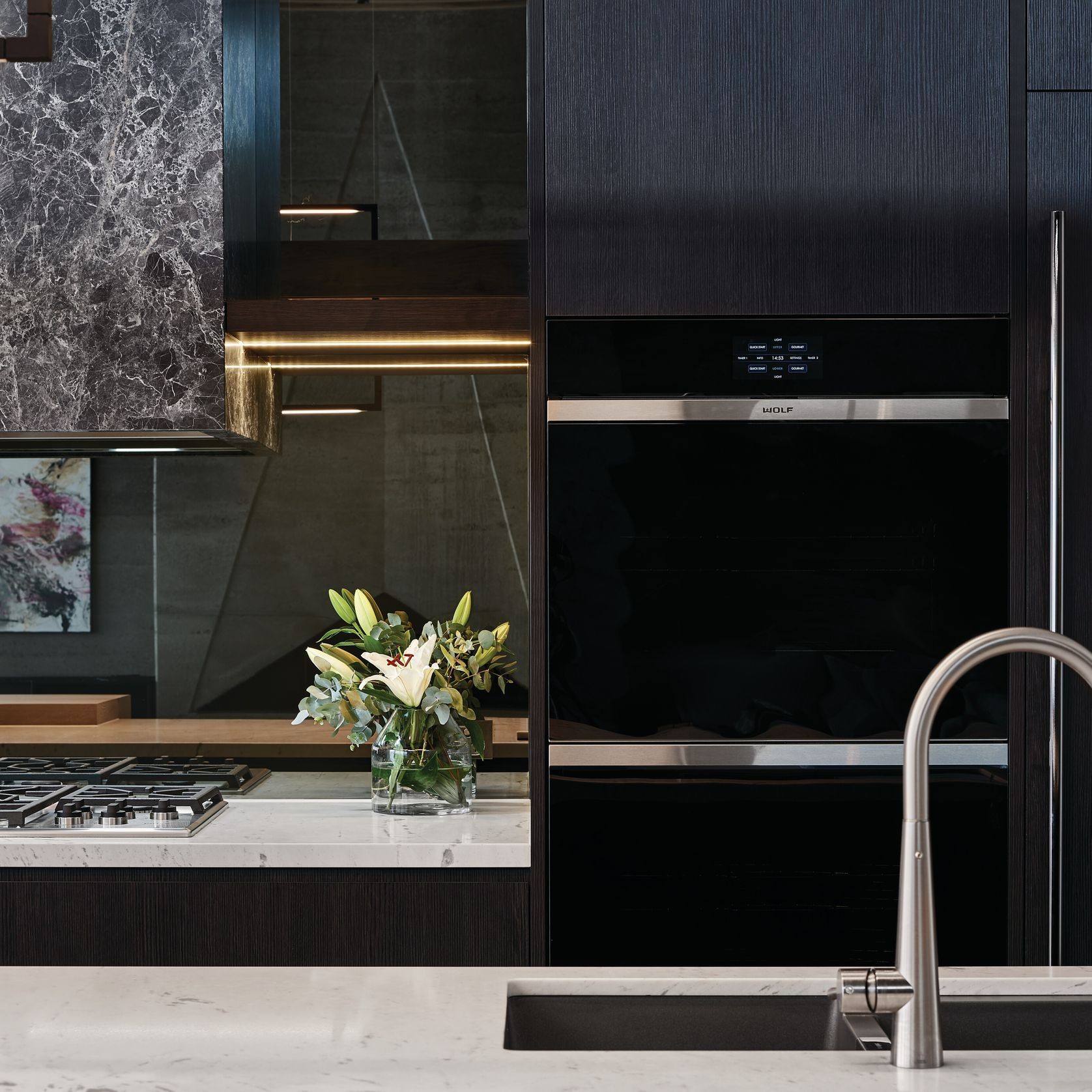 Wolf M Series Contemporary Double Oven Black Glass 76cm gallery detail image