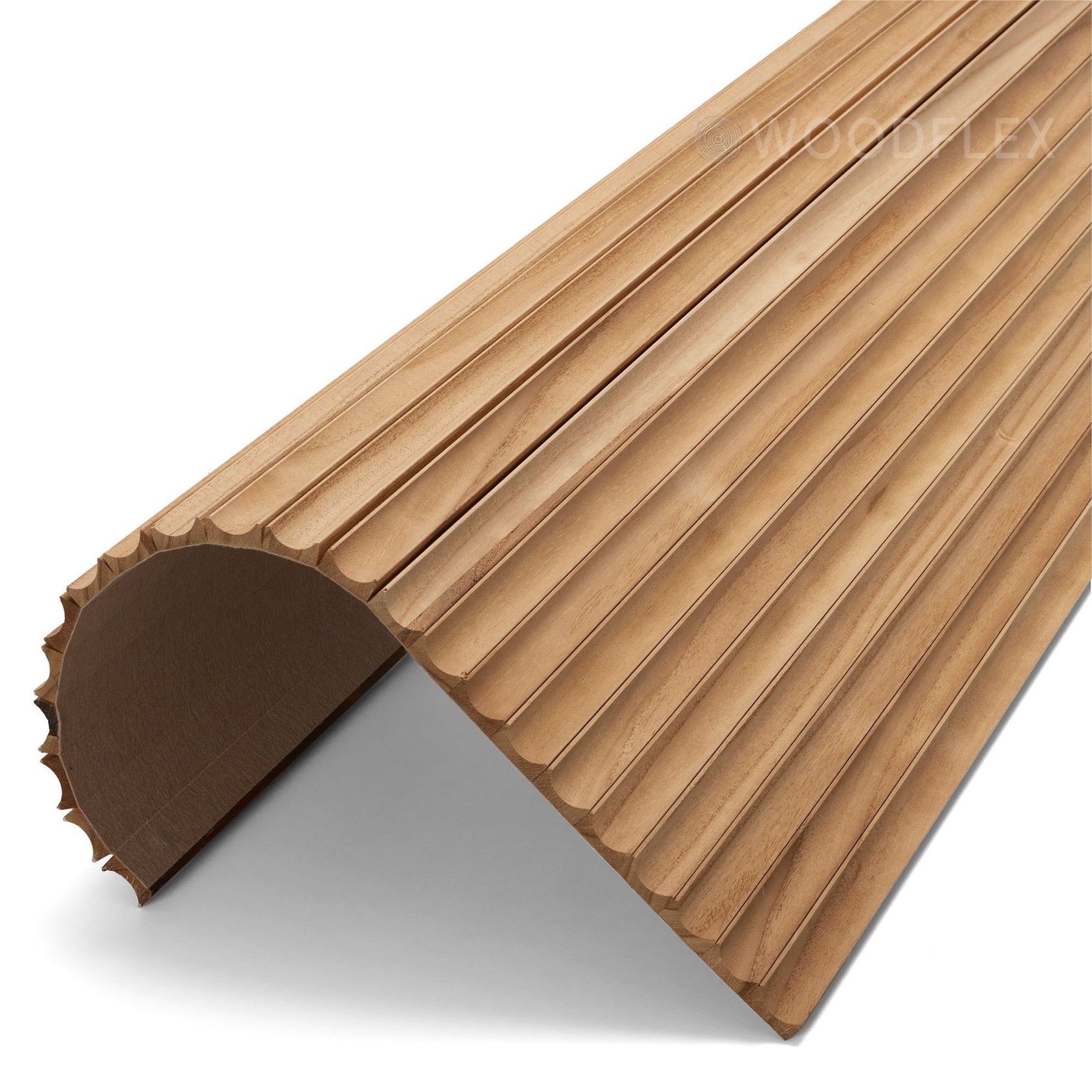 WOODFLEX Flexible Solid Paulownia Wood Slat Wall Panel - 2700mm x 600mm - Wave gallery detail image