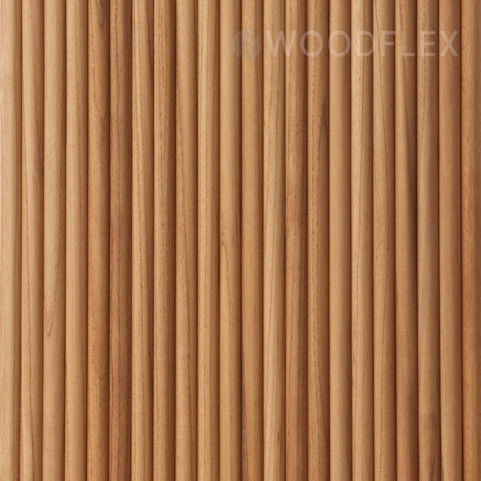 WOODFLEX Flexible Solid Paulownia Wood Slat Wall Panel -  2700mm x 600mm - Half Round gallery detail image