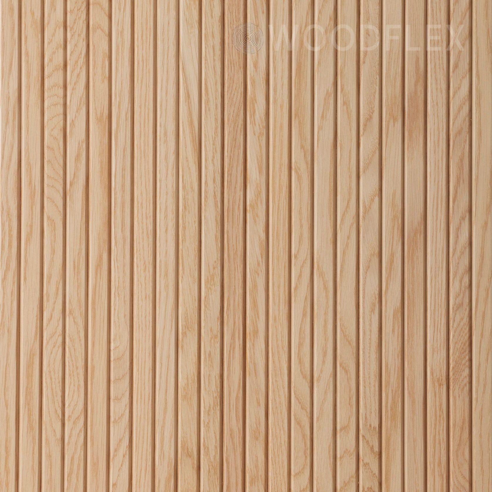 WOODFLEX Flexible Wooden Slat Wall Panel - Oak Veneer - 3000mm x 600mm - Trapezium gallery detail image