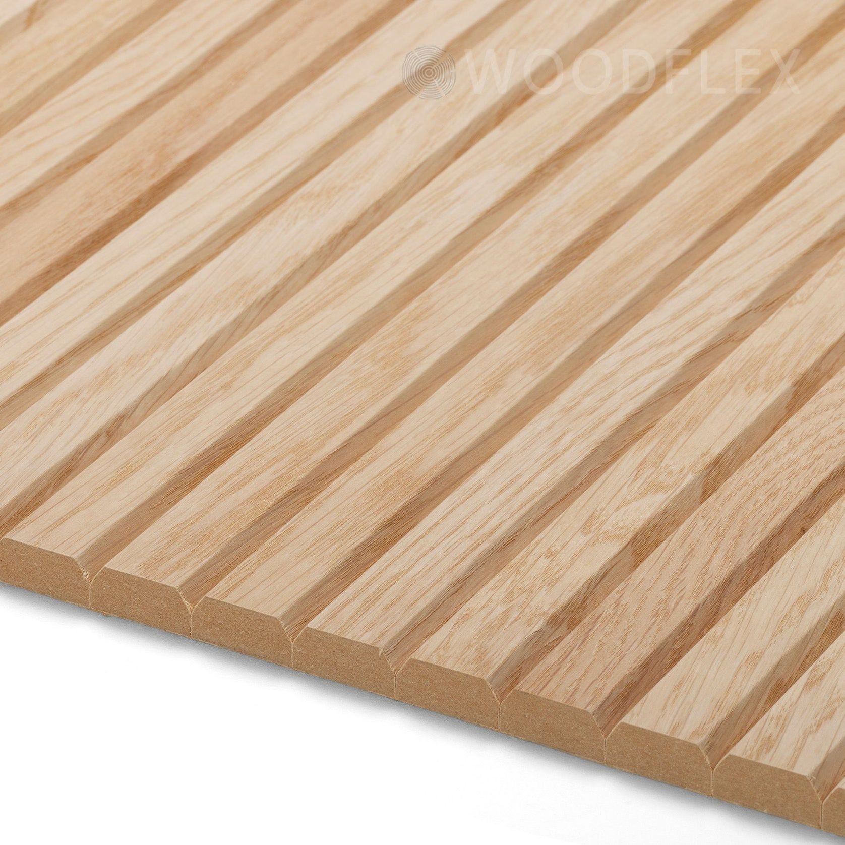 WOODFLEX Flexible Wooden Slat Wall Panel - Oak Veneer - 3000mm x 600mm - Trapezium gallery detail image