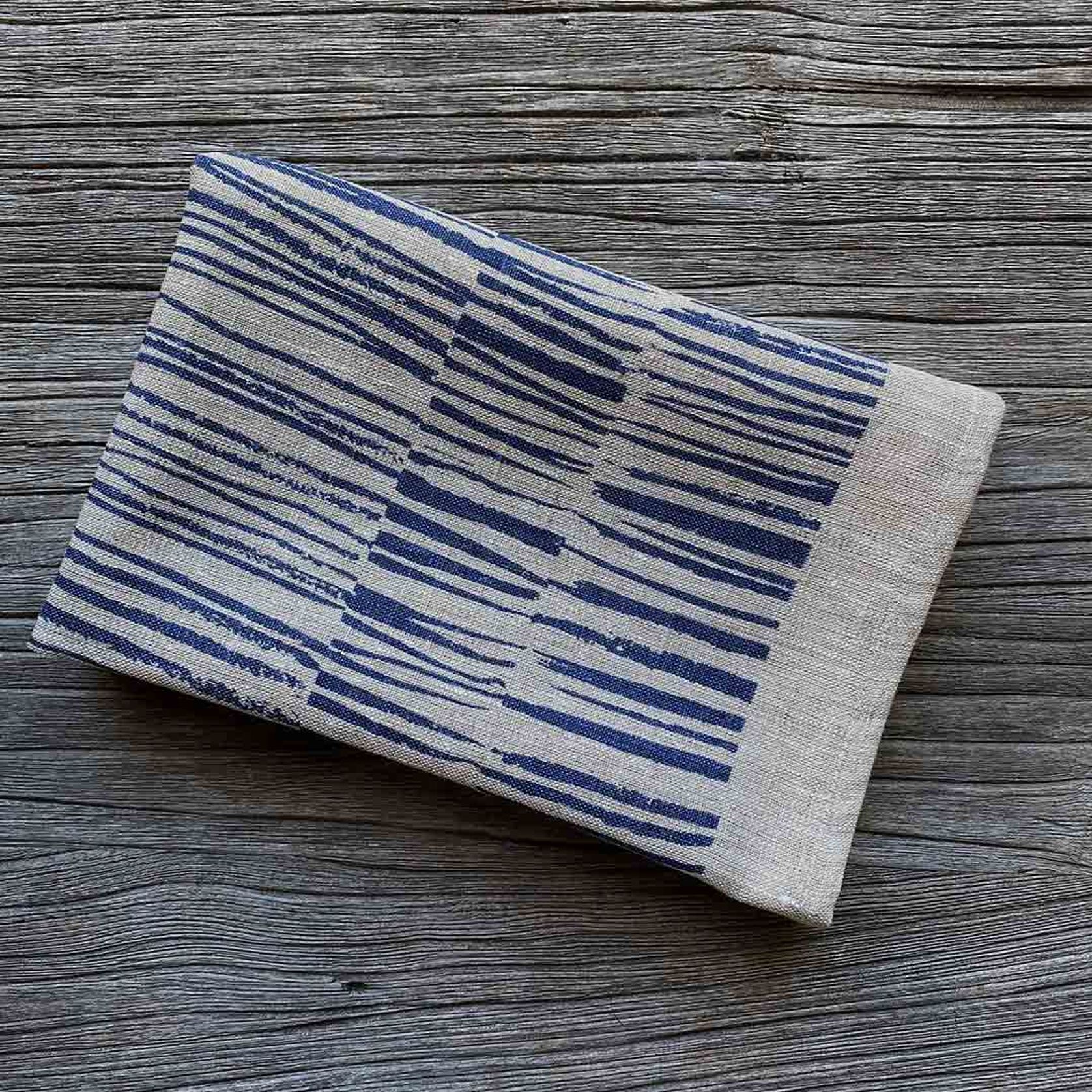 Hand-printed 100% Linen Tea Towel - Twigs, Navy Blue gallery detail image