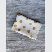Hand-printed 100% Linen Tea Towel - Spots, Mustard gallery detail image