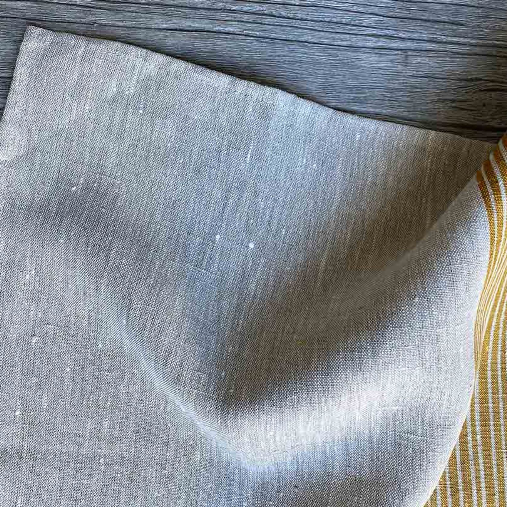 Hand-printed 100% Linen Tea Towel - Stripes, Mustard gallery detail image