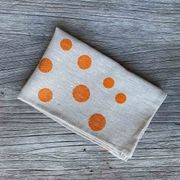 Hand-printed 100% Linen Tea Towel - Spots, Orange gallery detail image