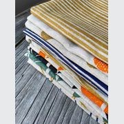 Hand-printed 100% Linen Tea Towel - Stripes, Mustard gallery detail image
