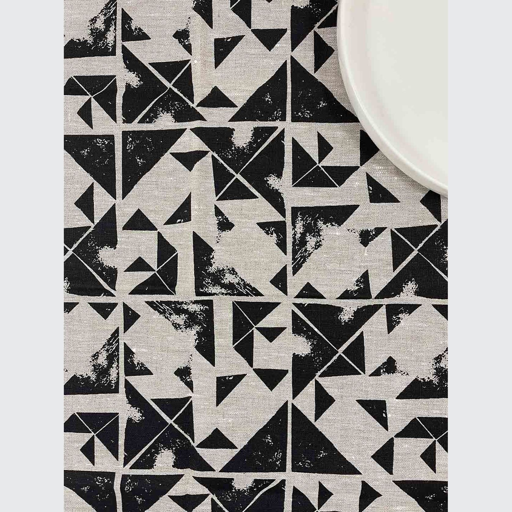 Hand-printed 100% Linen Tea Towel - Foundation, Black gallery detail image