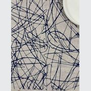 Hand-printed 100% Linen Tea Towel - Scribble Grass, Navy Blue gallery detail image