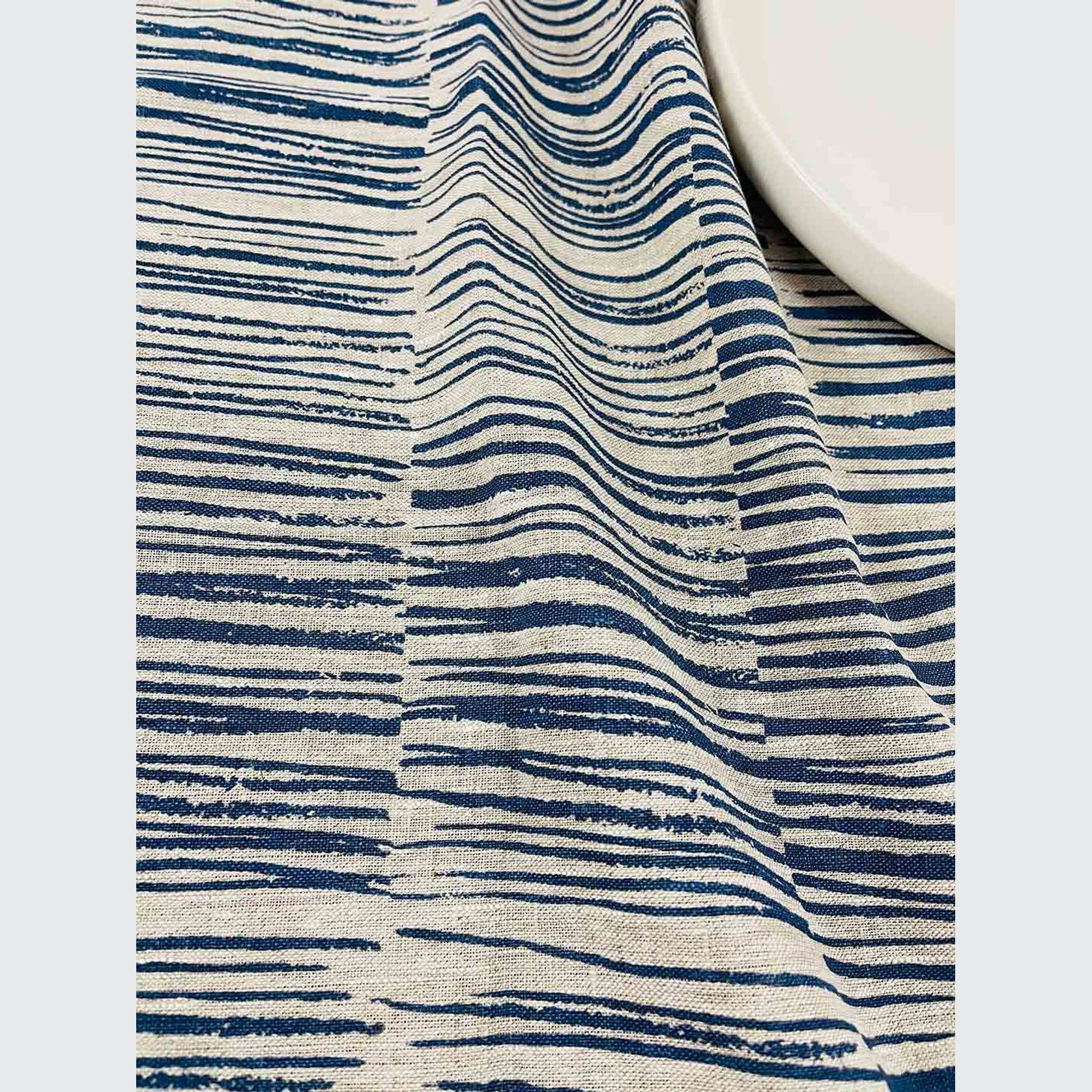 Hand-printed 100% Linen Tea Towel - Twigs, Navy Blue gallery detail image