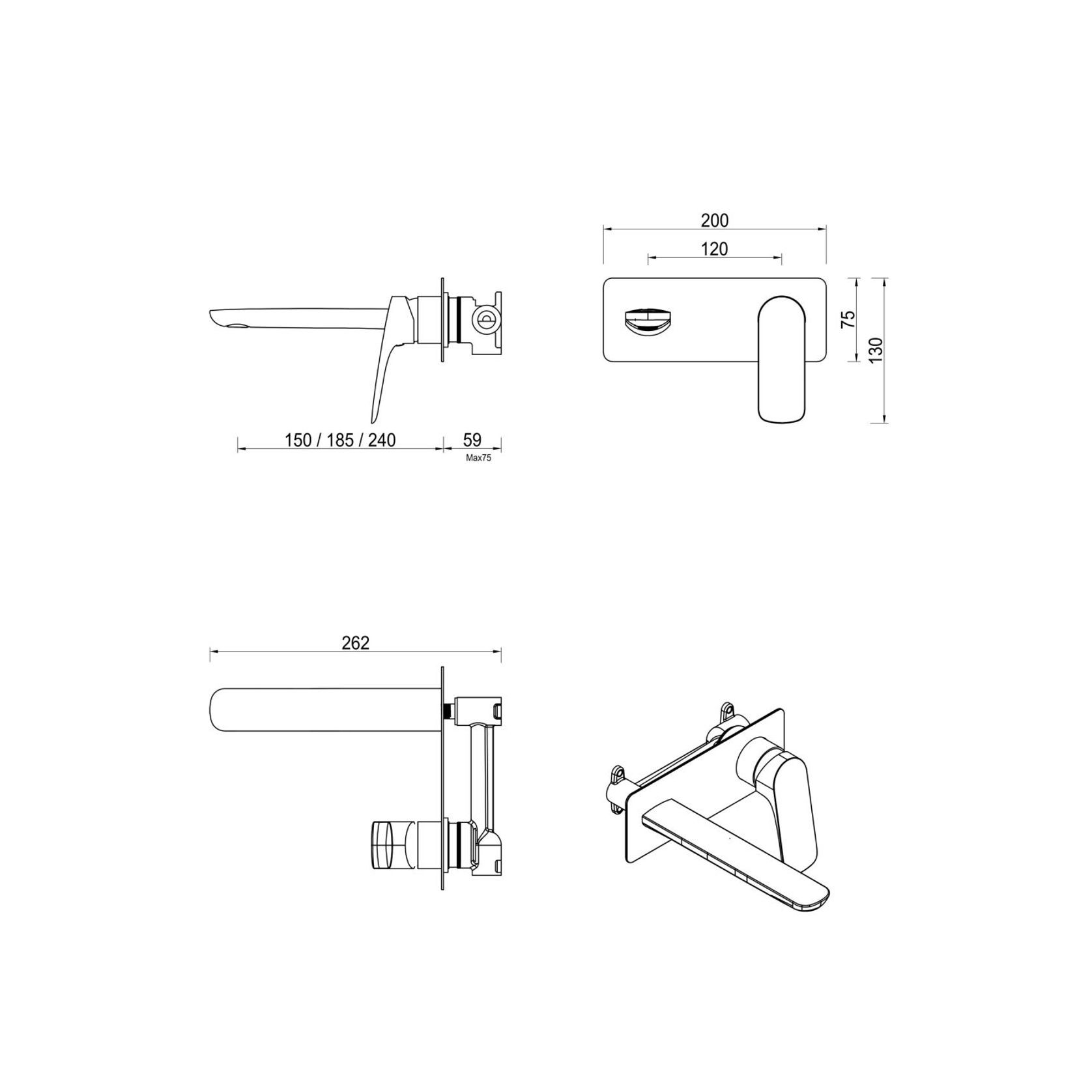 Kaza Wall | Spout Combo | 1P | Trim Kit Only gallery detail image