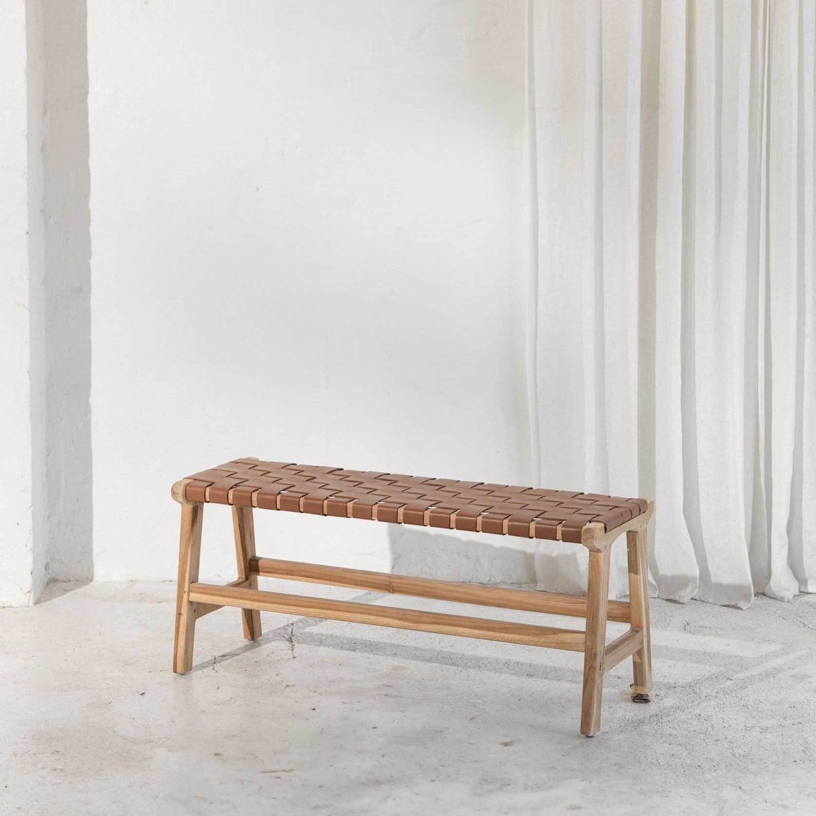 Kemi Tan Leather Bench gallery detail image