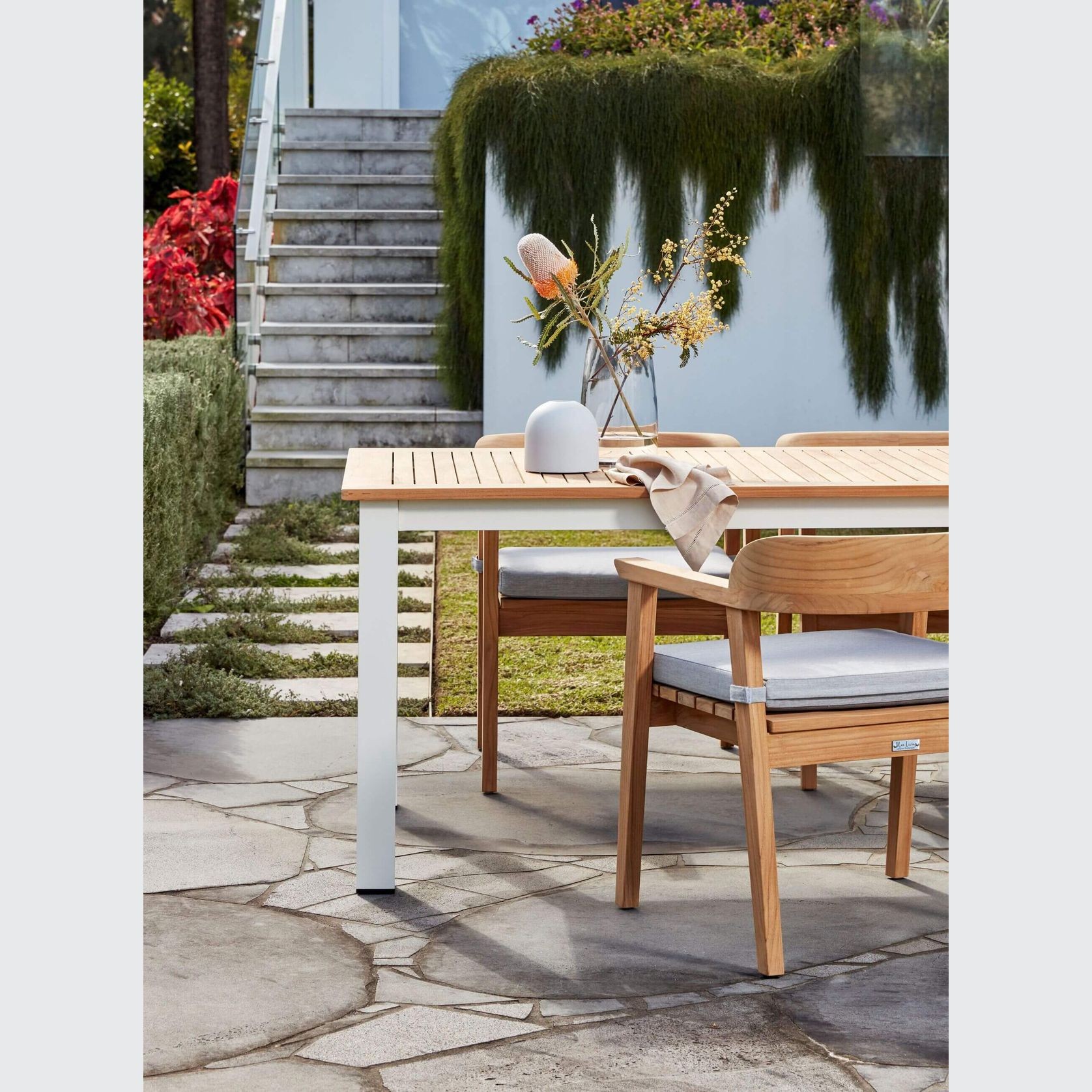 Rome 6 Seater Teak Wood Outdoor Dining Table Set gallery detail image