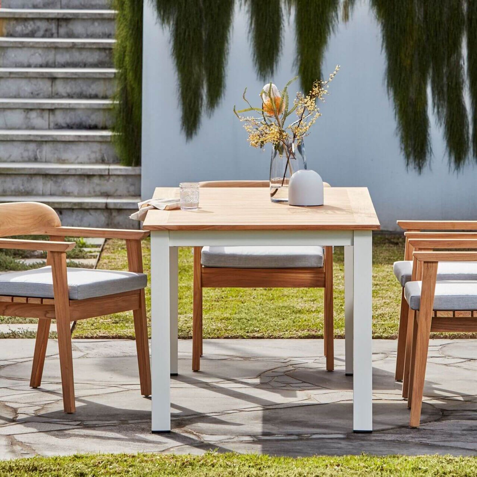 Rome 6 Seater Teak Wood Outdoor Dining Table Set gallery detail image