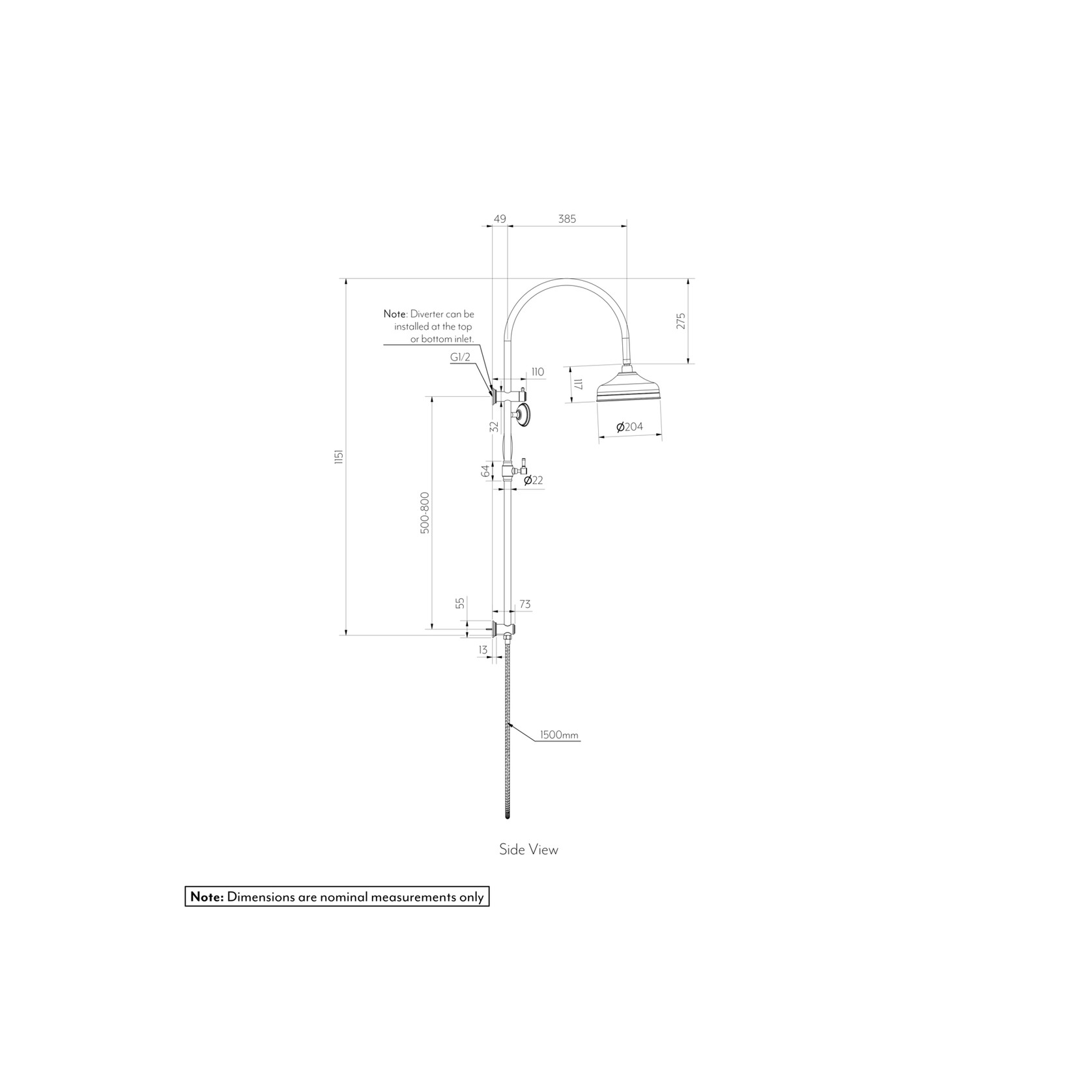 Kingsley Shower Rail Set | Brushed Nickel gallery detail image