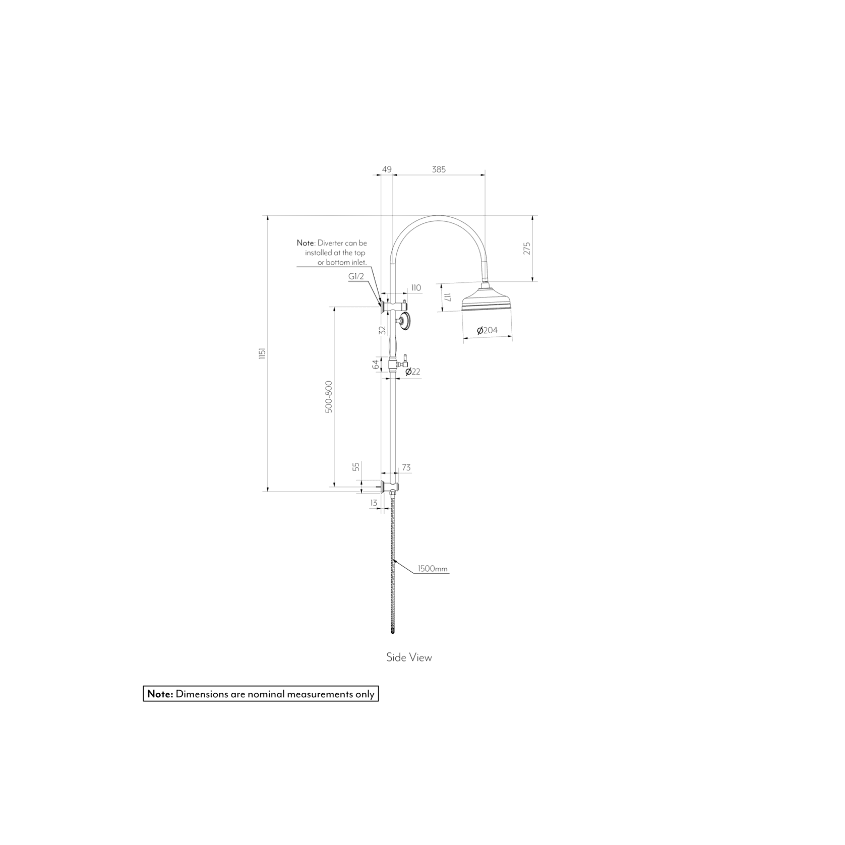 Kingsley Shower Rail Set | Brushed Nickel gallery detail image