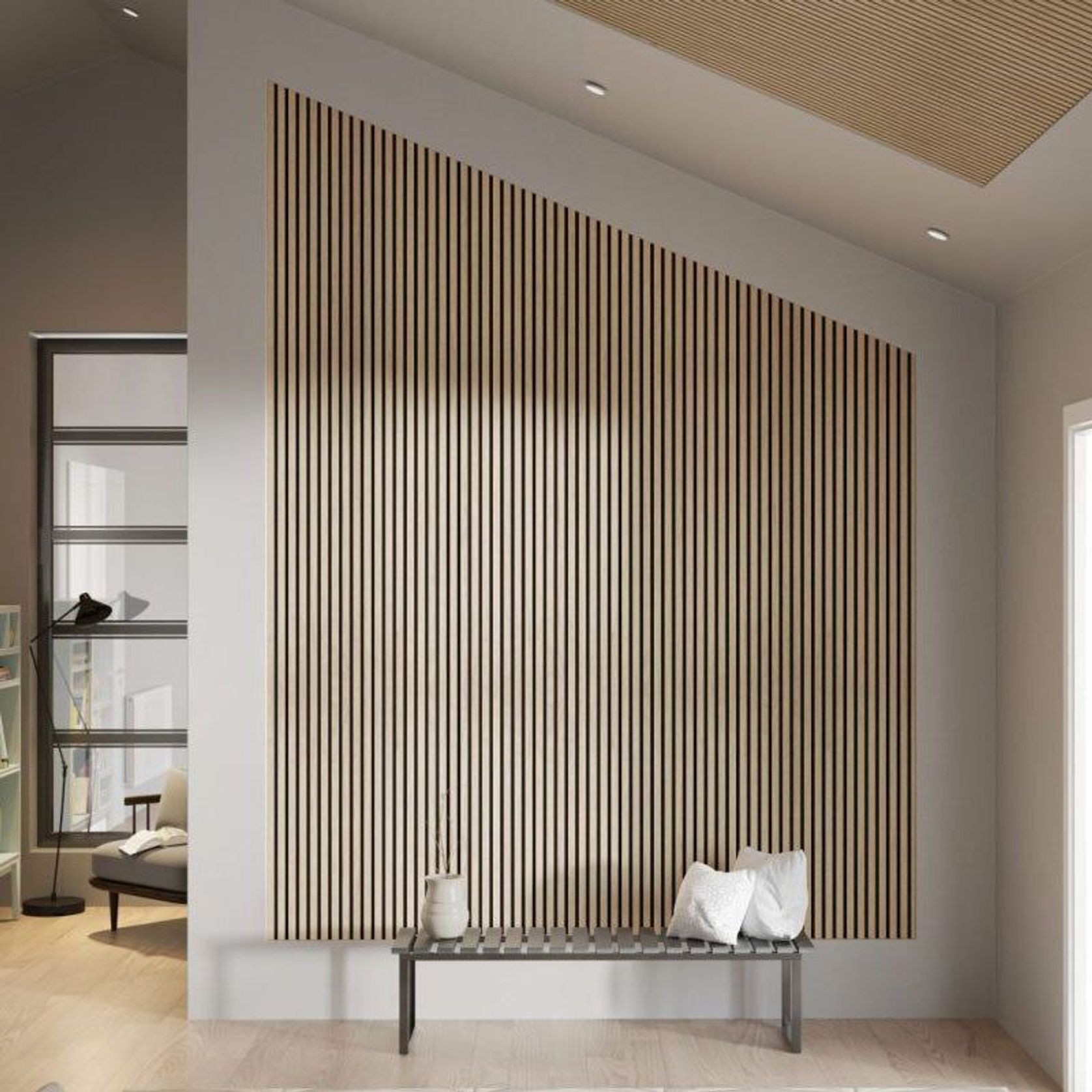 WOODFLEX Flexible Acoustic Wood Slat Wall Panel, Oak Veneer - 2400mm x 600mm gallery detail image