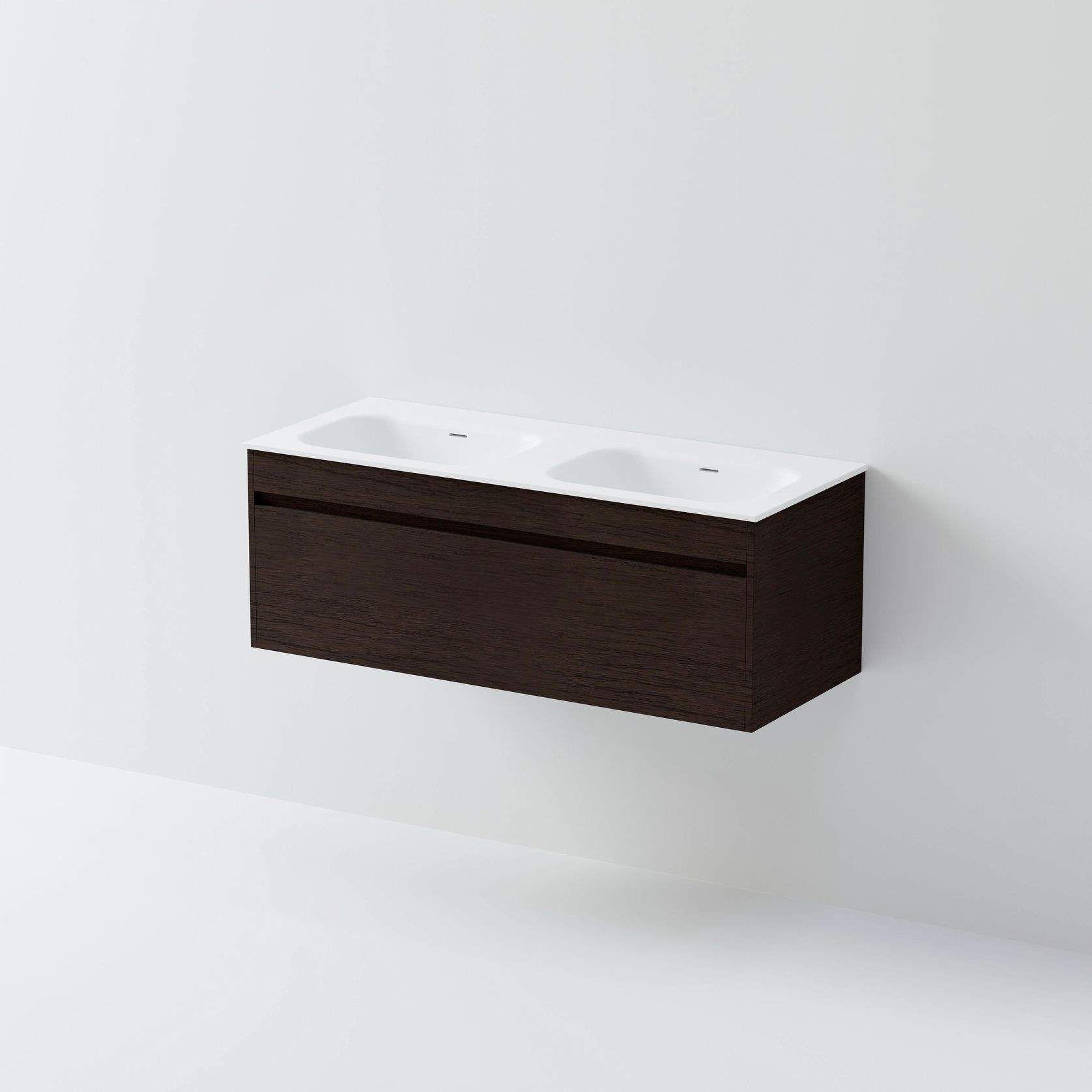 Code Luxe 1200 Wall Hung Double Basin Vanity | Single Drawer gallery detail image