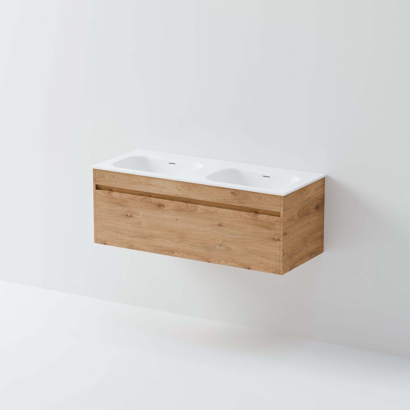 Code Luxe 1200 Wall Hung Double Basin Vanity | Single Drawer gallery detail image