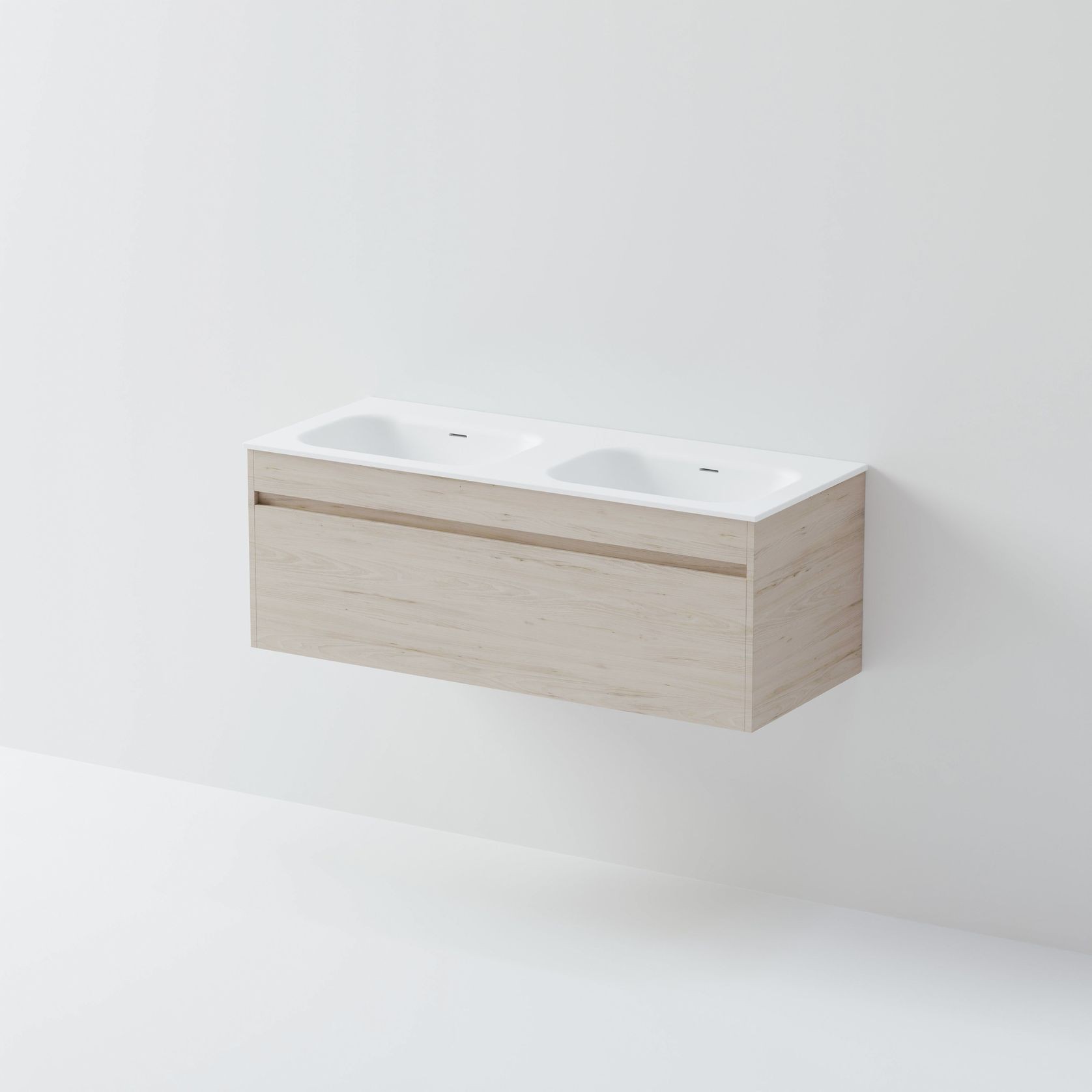 Code Luxe 1200 Wall Hung Double Basin Vanity | Single Drawer gallery detail image