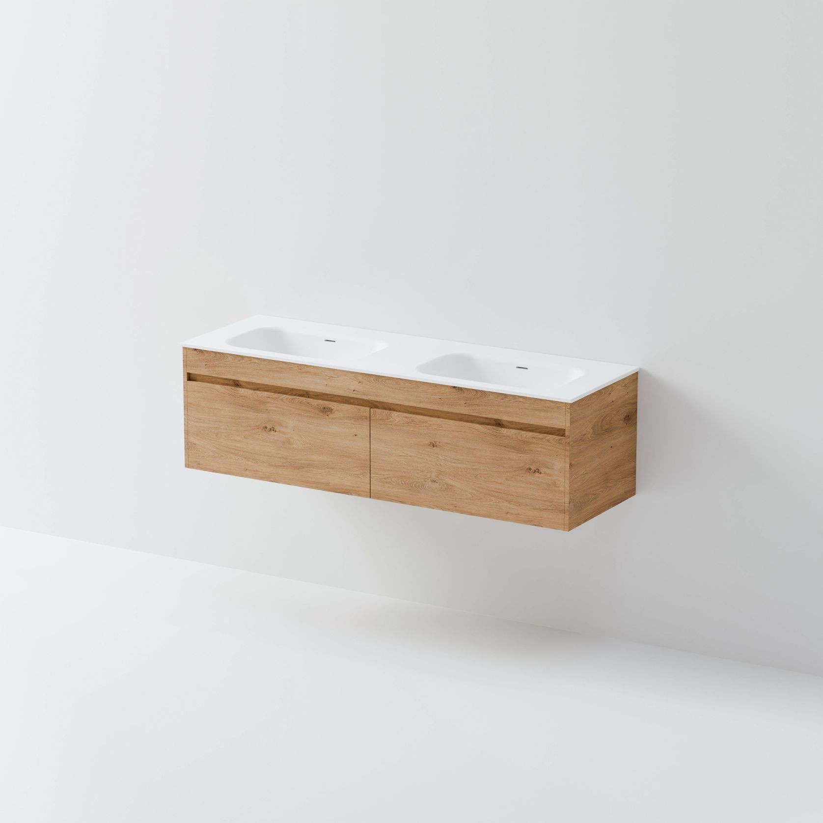 Code Luxe 1500 Wall Hung Double Basin Vanity | 2 Drawer gallery detail image