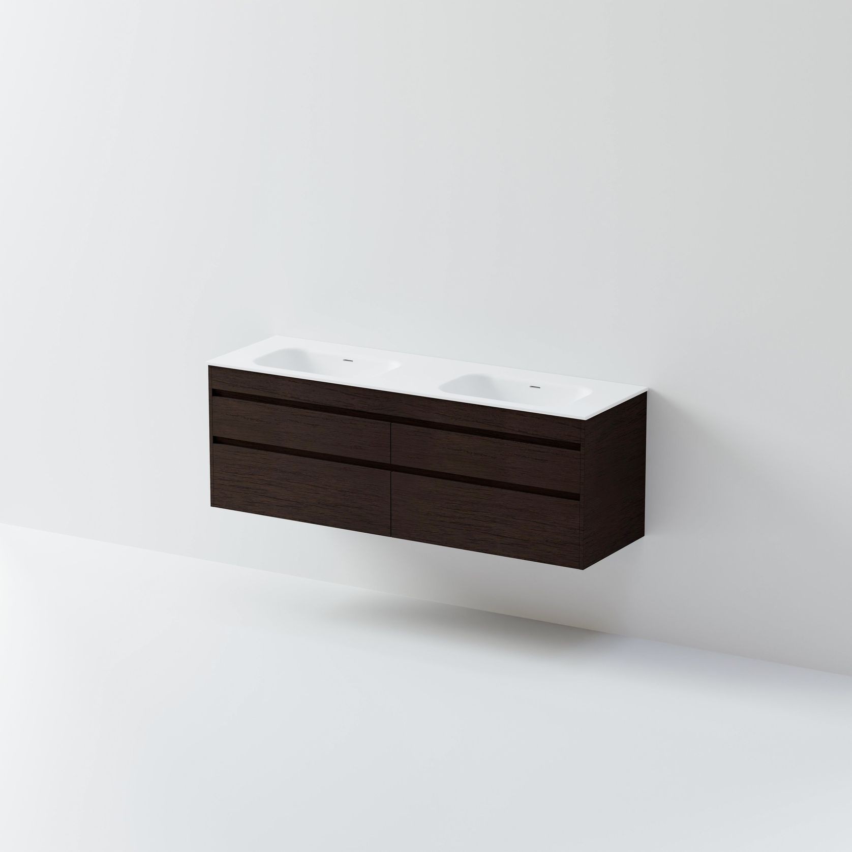 Luxe 1600 Wall Hung Double Basin Vanity | 4 Drawer gallery detail image