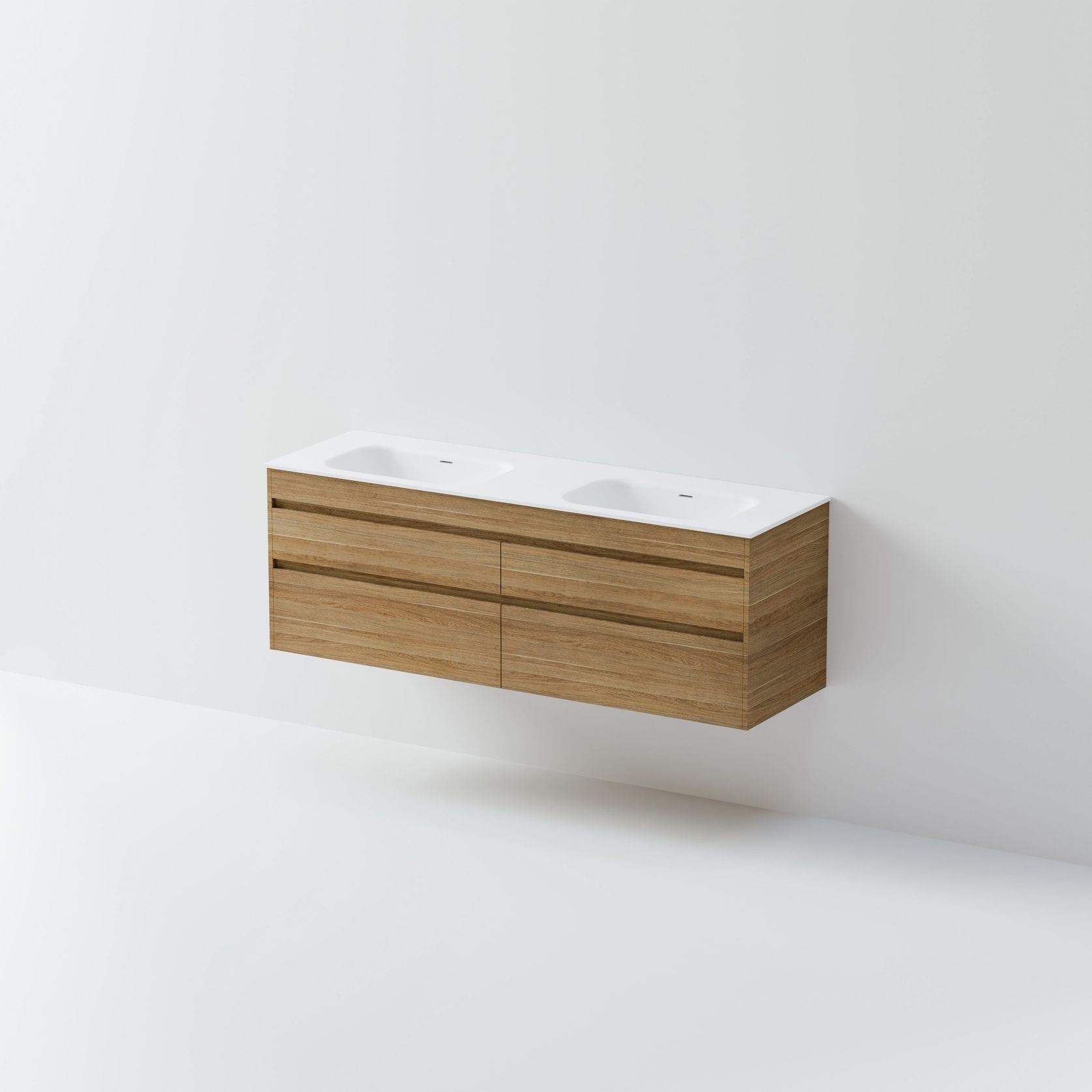 Luxe 1600 Wall Hung Double Basin Vanity | 4 Drawer gallery detail image
