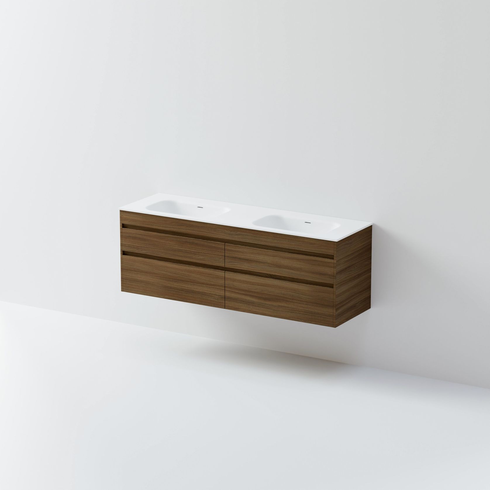 CODE Luxe 1600 Wall Hung Double Basin Vanity | 4 Drawer Side By Side gallery detail image