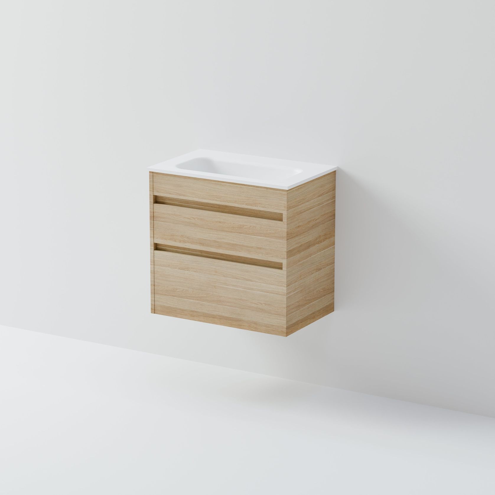 Luxe 600 Slim Wall Hung Vanity | 2 Drawer gallery detail image