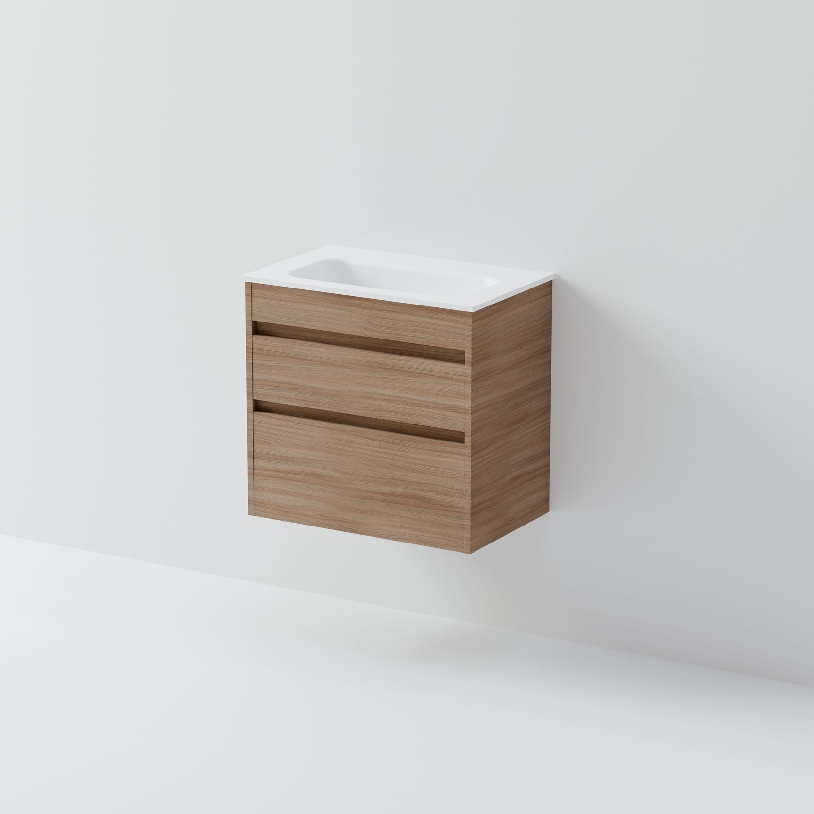 Luxe 600 Slim Wall Hung Vanity | 2 Drawer gallery detail image