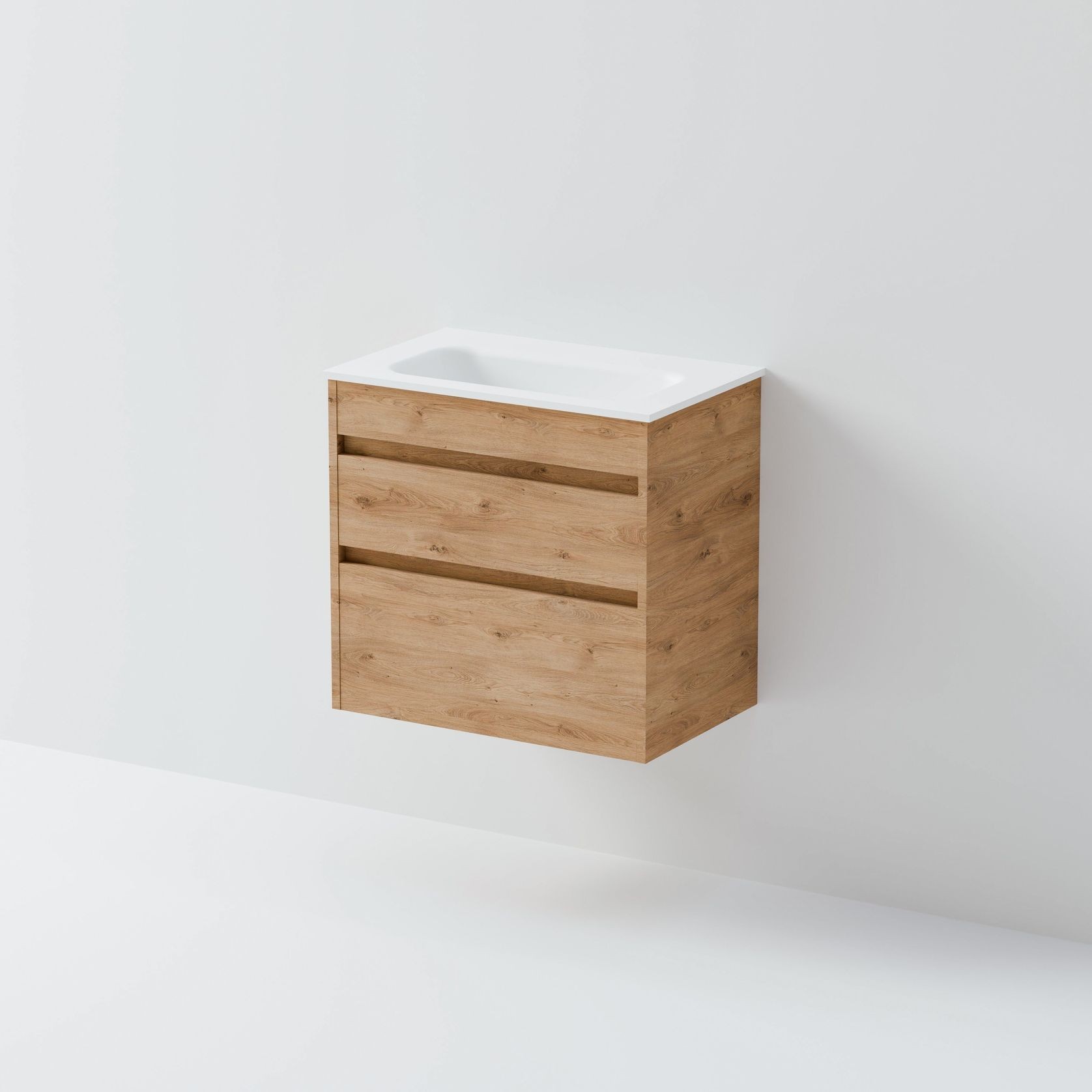 Luxe 600 Slim Wall Hung Vanity | 2 Drawer gallery detail image