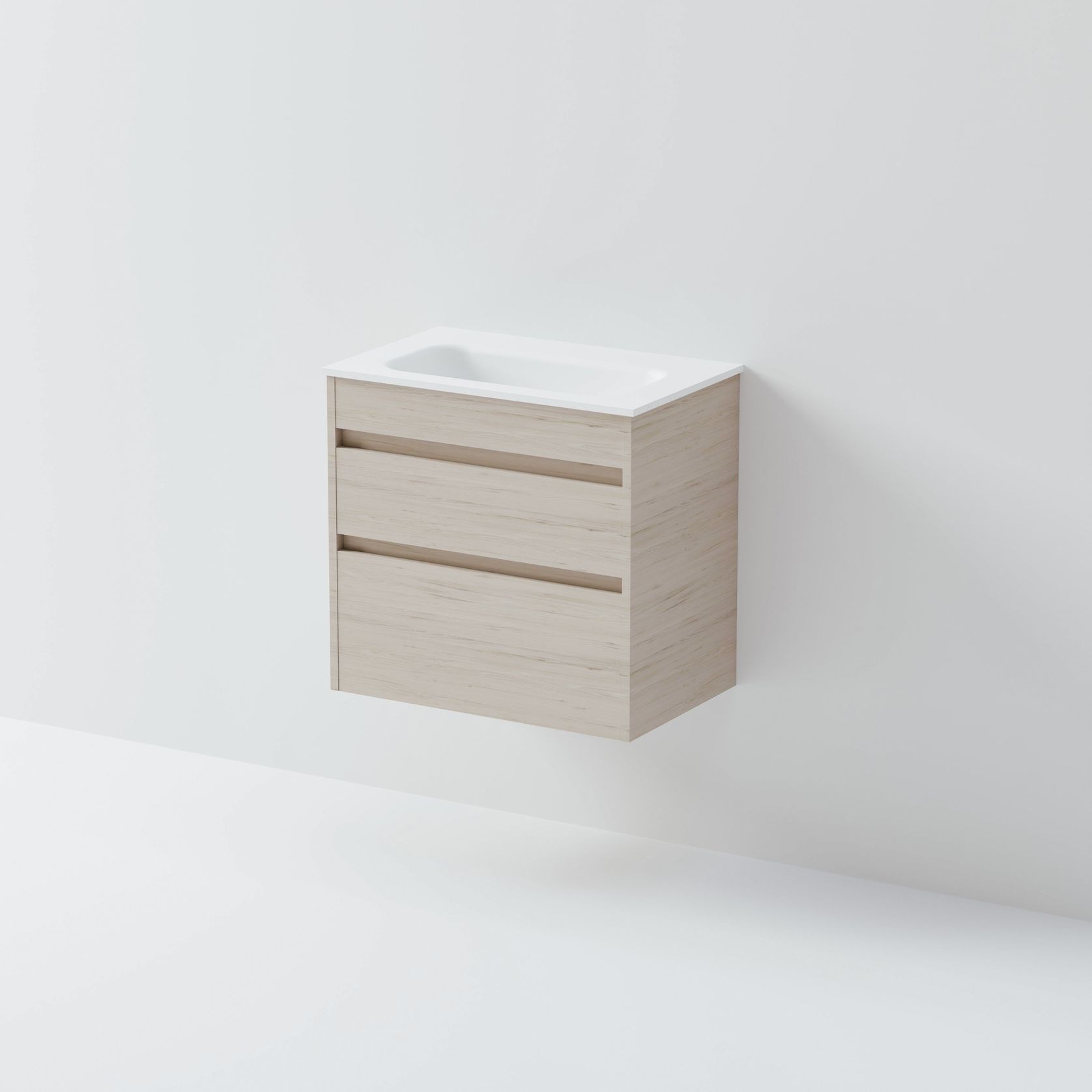 Luxe 600 Slim Wall Hung Vanity | 2 Drawer gallery detail image