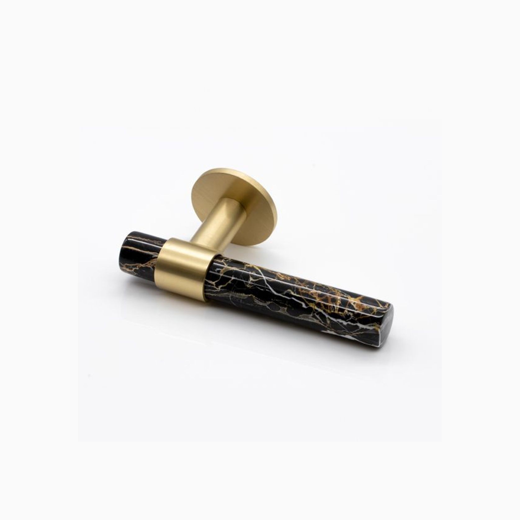 Joseph Giles - Collett Solid Brass & Marble Door Lever Handle With Round Rose gallery detail image