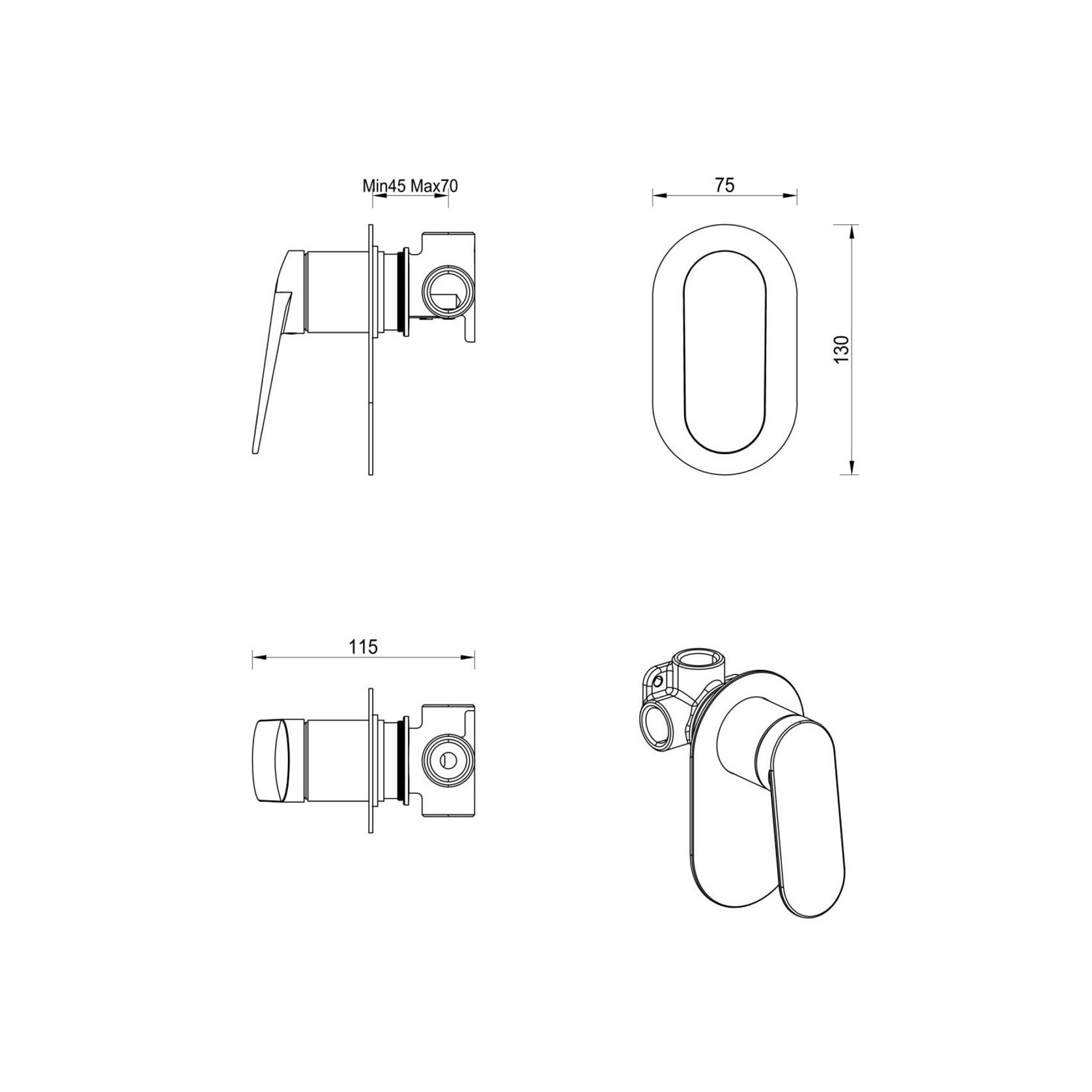 Lantra Shower Mixer | Round Plate | Trim Kit Only gallery detail image