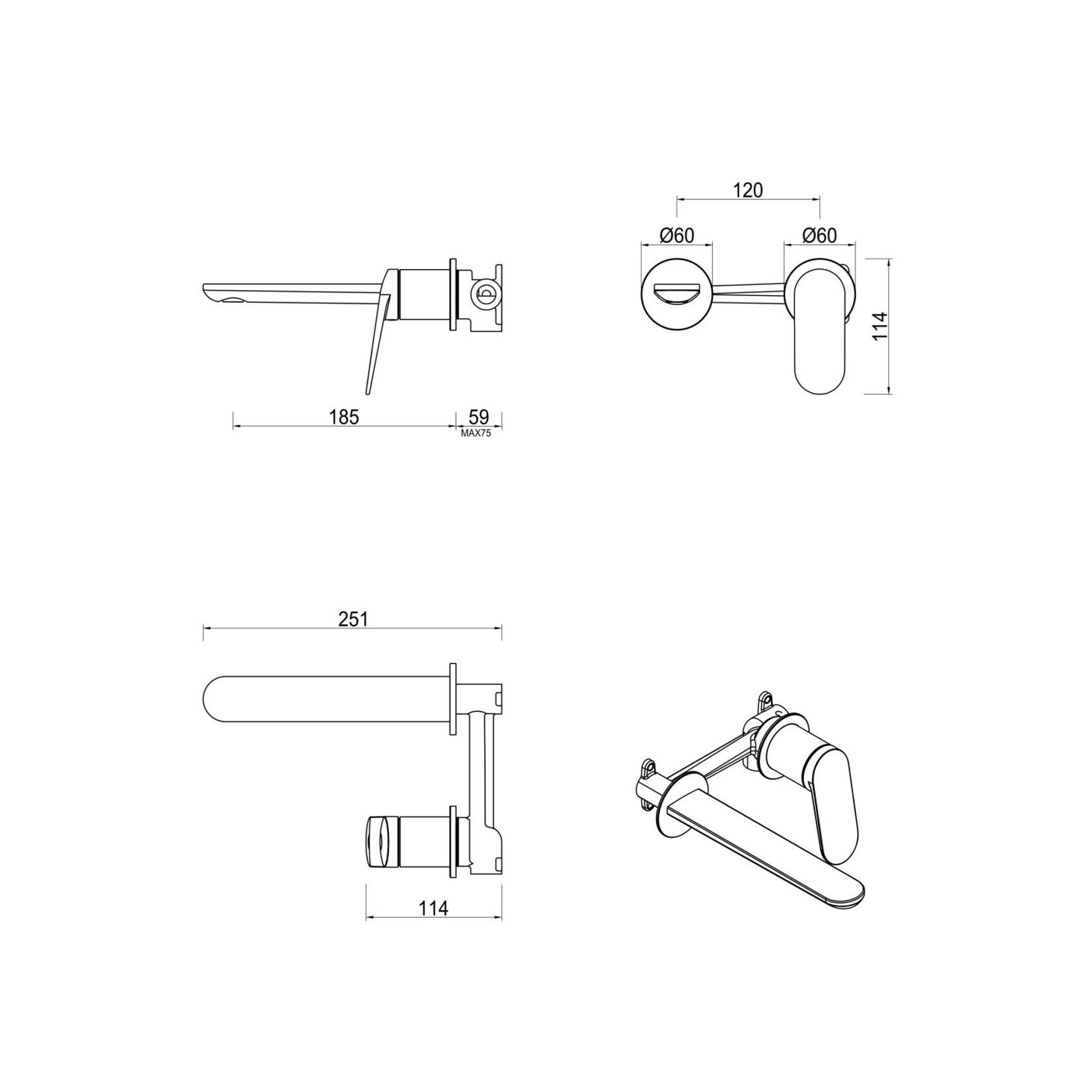 Lantra Wall | Spout Combo | 2P | Trim Kit Only gallery detail image