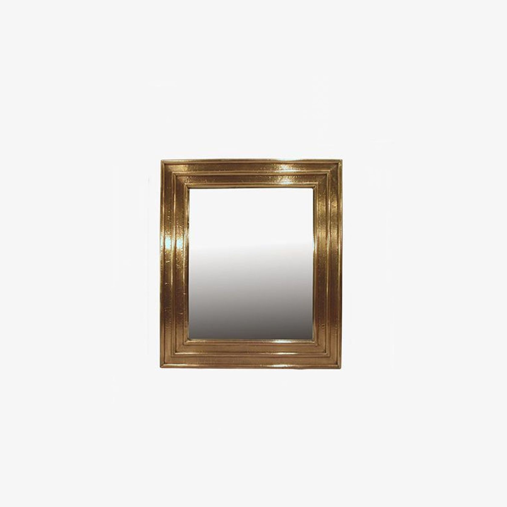 Ribbed Brass Small Mirror gallery detail image