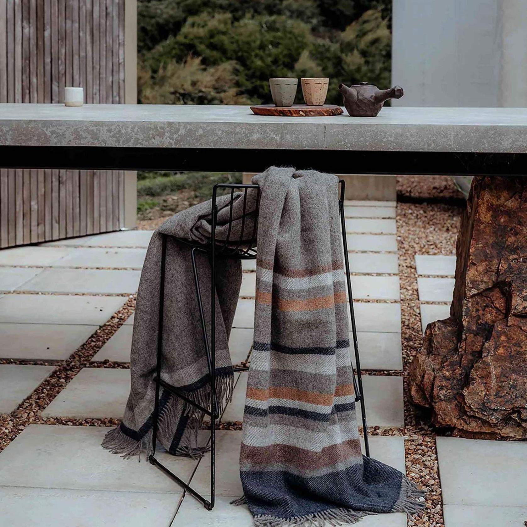 Weave Home Lawrence Throw - Navy | 100% Wool | Large Size gallery detail image