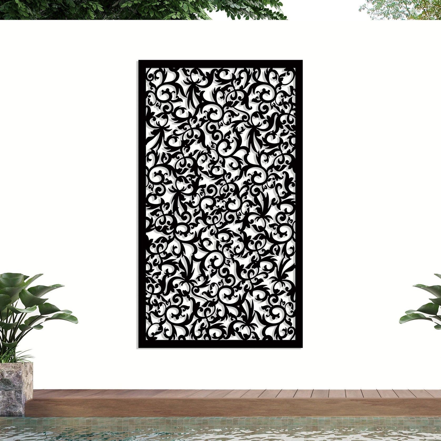 DECORATIVE LASER CUT PRIVACY SCREEN - FLORAL EXPOLSION gallery detail image