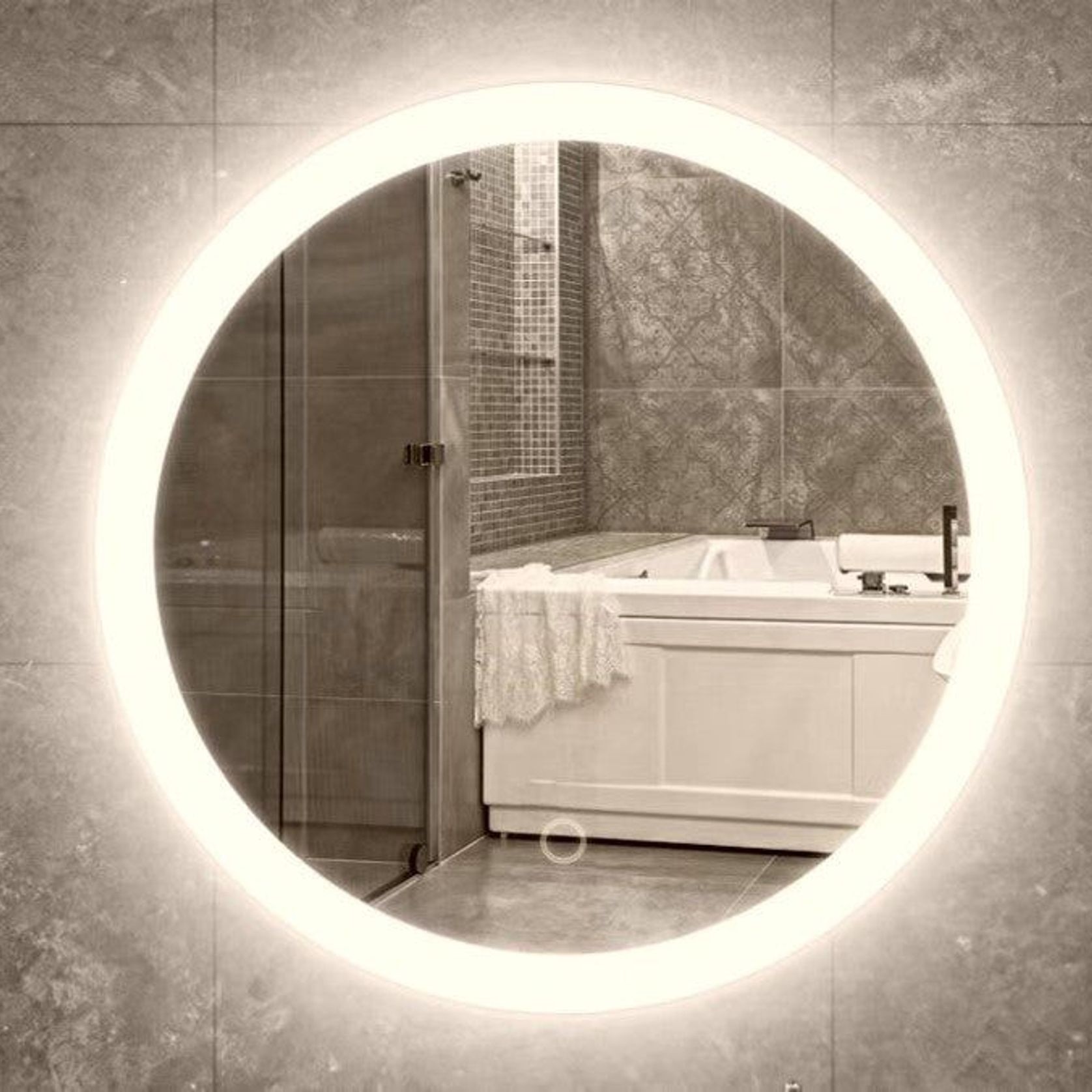 LED Mirror Round backlit with frosted Edge gallery detail image