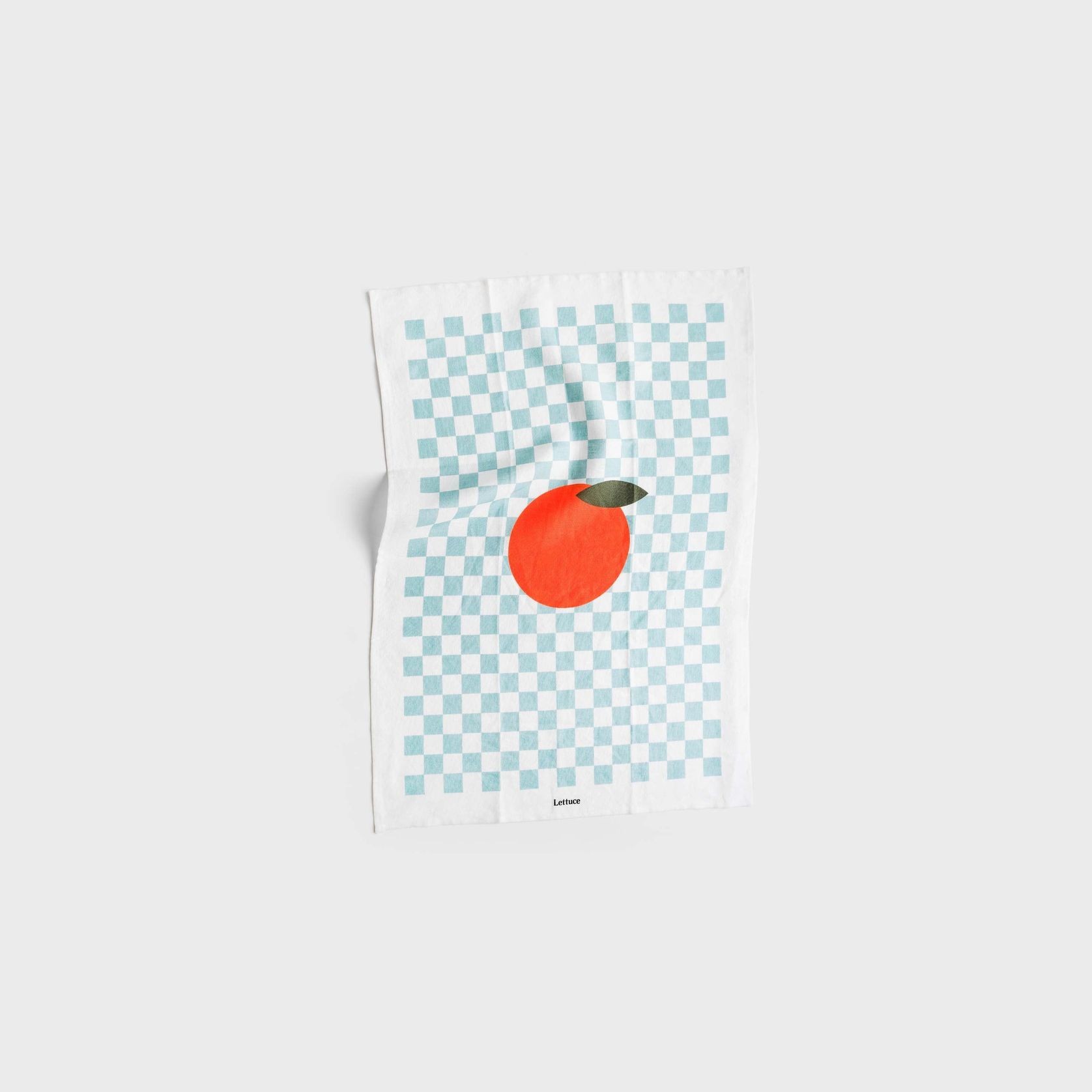 Checkers Printed Linen Tea towel - Orange, by Lettuce | 100% Linen gallery detail image