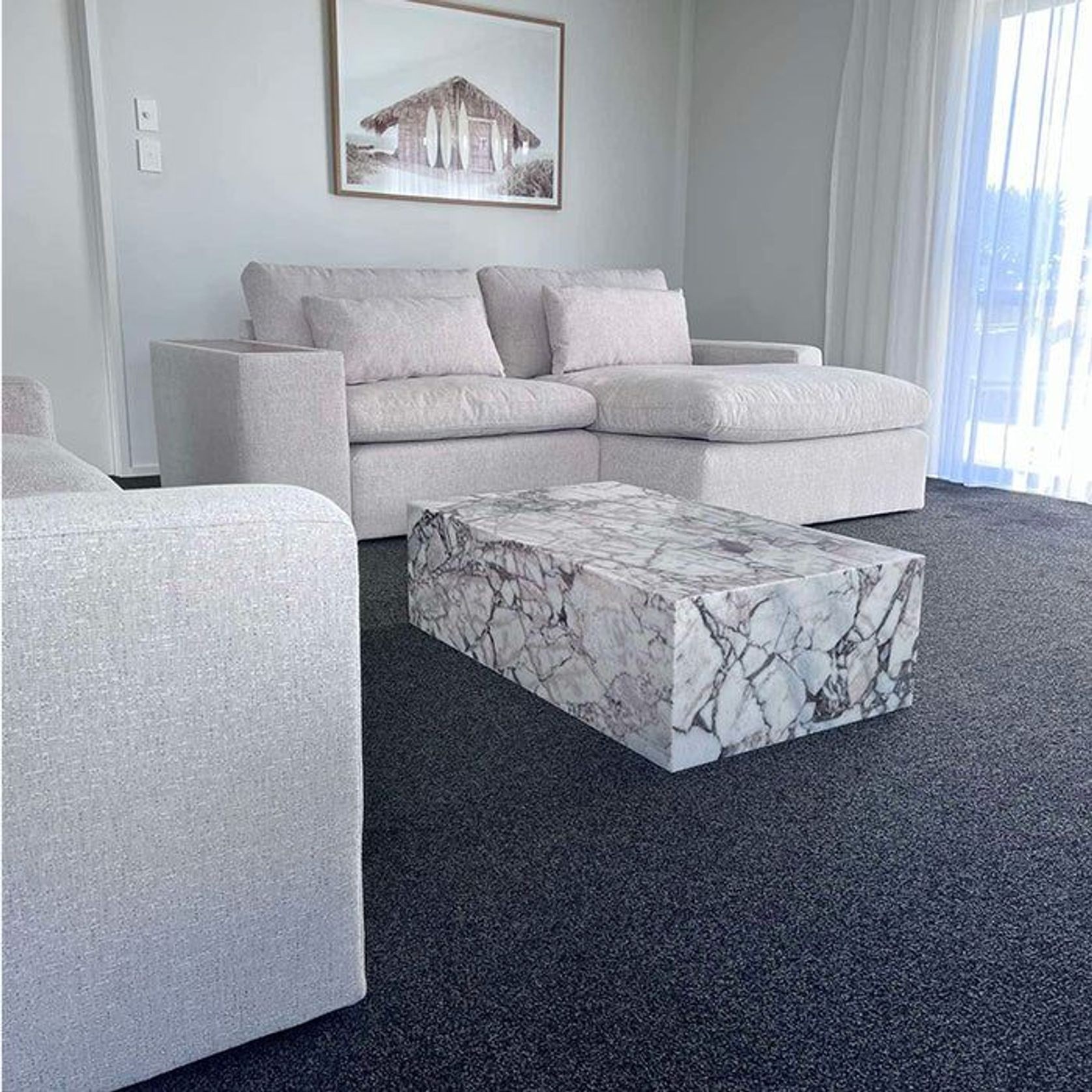 Block Coffee Table - Milky Blue Marble - Small | Natural Stone Co. gallery detail image