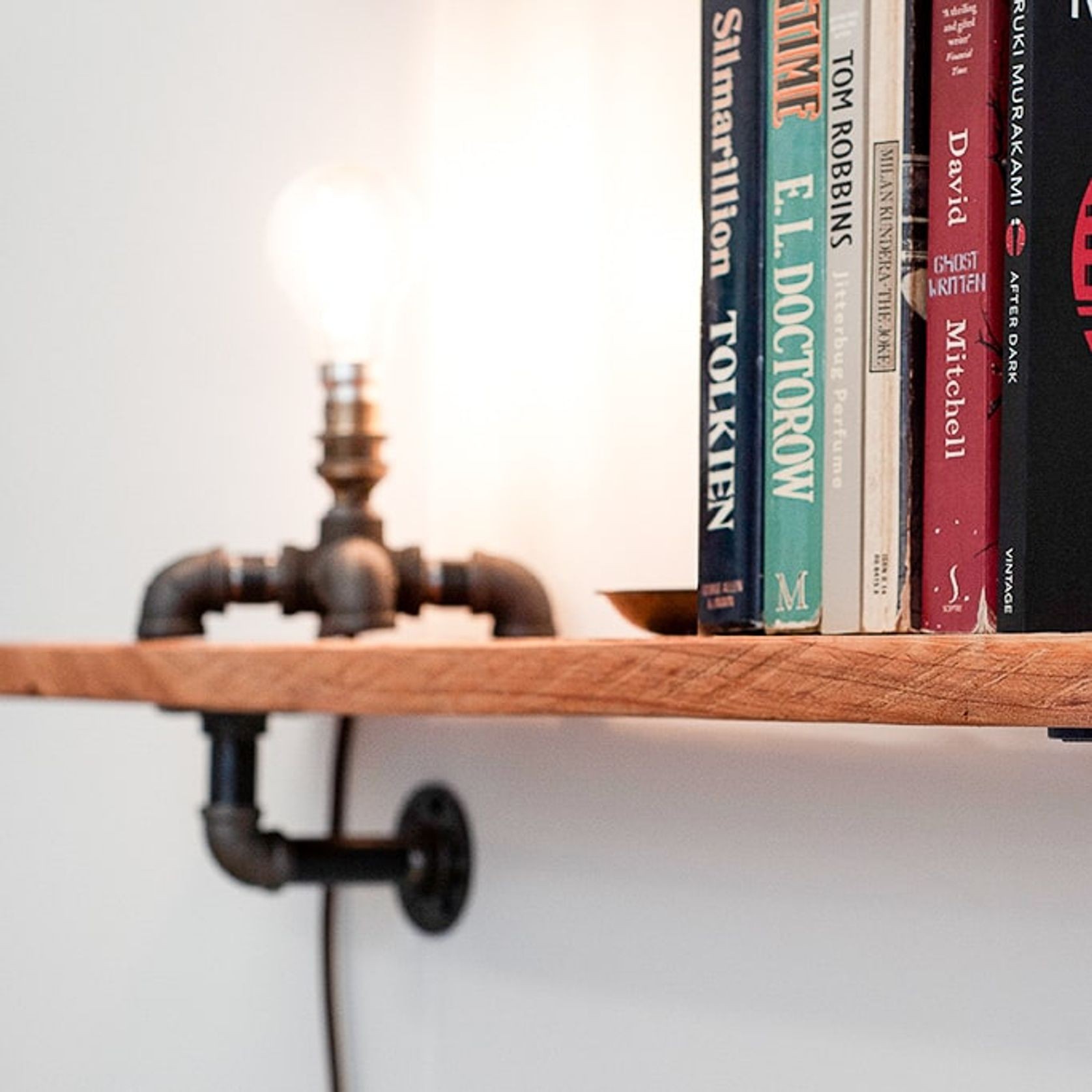 Rustic Pipe Bracket Shelf 80cm gallery detail image